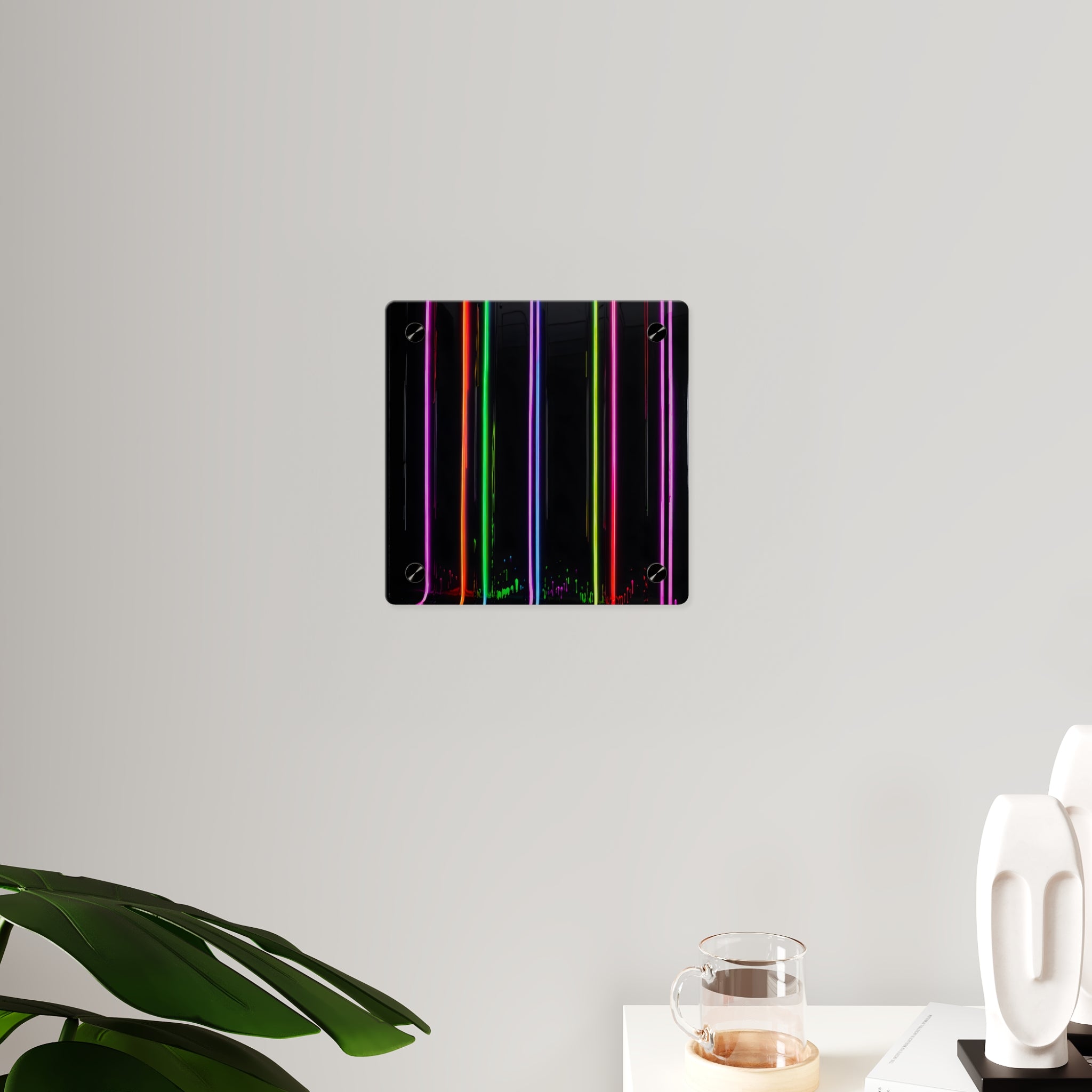 Neon Stripe Acrylic Wall Panel – Colorful Modern LED Light Art