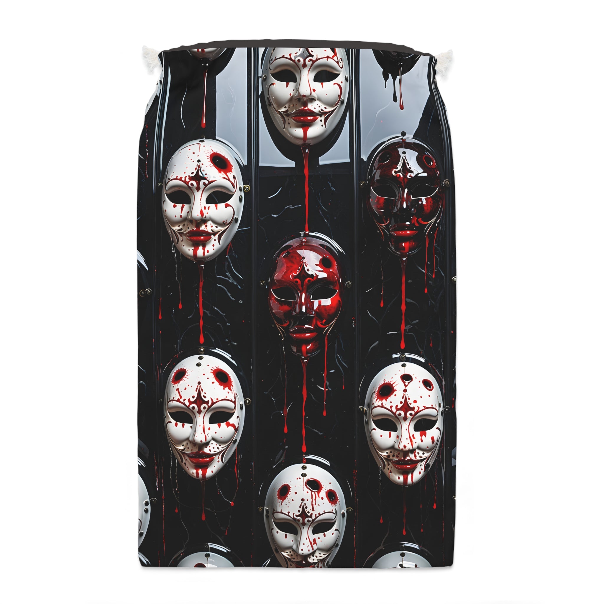 Horror Mask Drawstring Sack — Bloody Mask Pattern Halloween Gift Bag