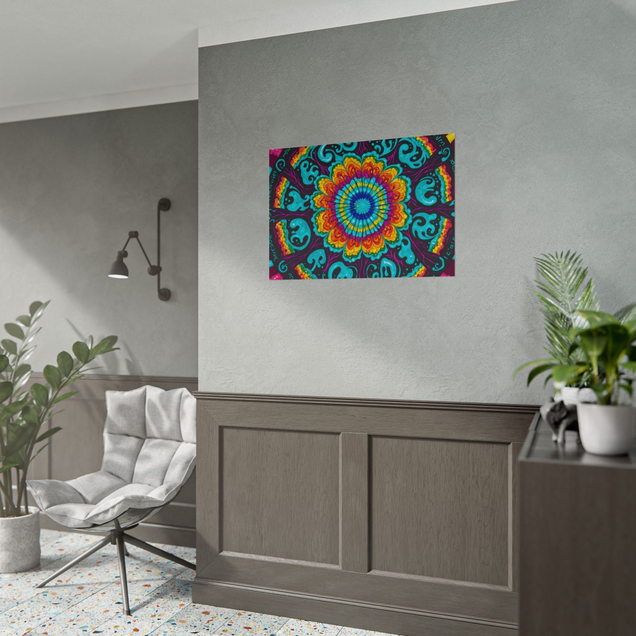Rolled Poster — Vibrant Psychedelic Mandala Wall Art
