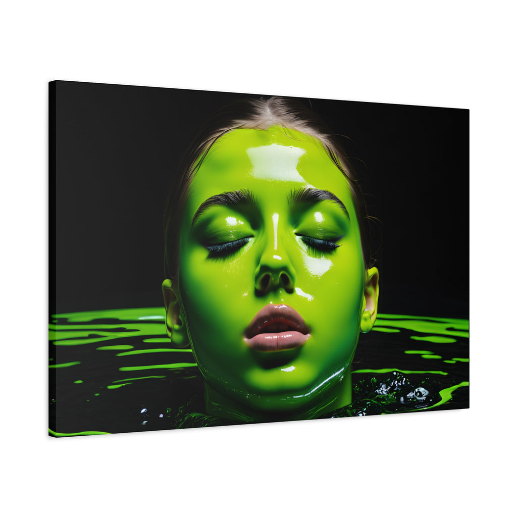 Neon Green Portrait Matte Canvas Print — Stretched Wall Art