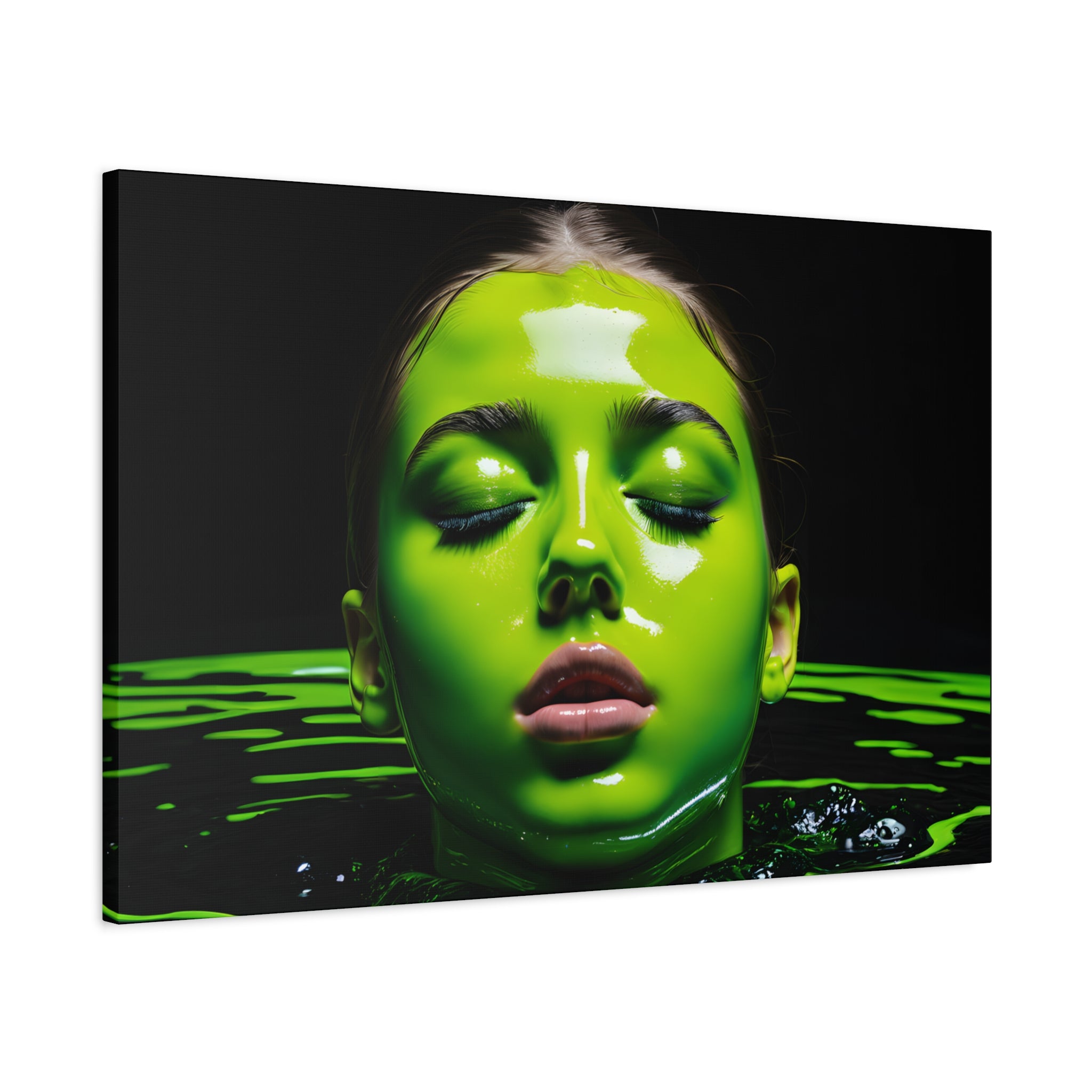 Neon Green Portrait Matte Canvas Print — Stretched Wall Art