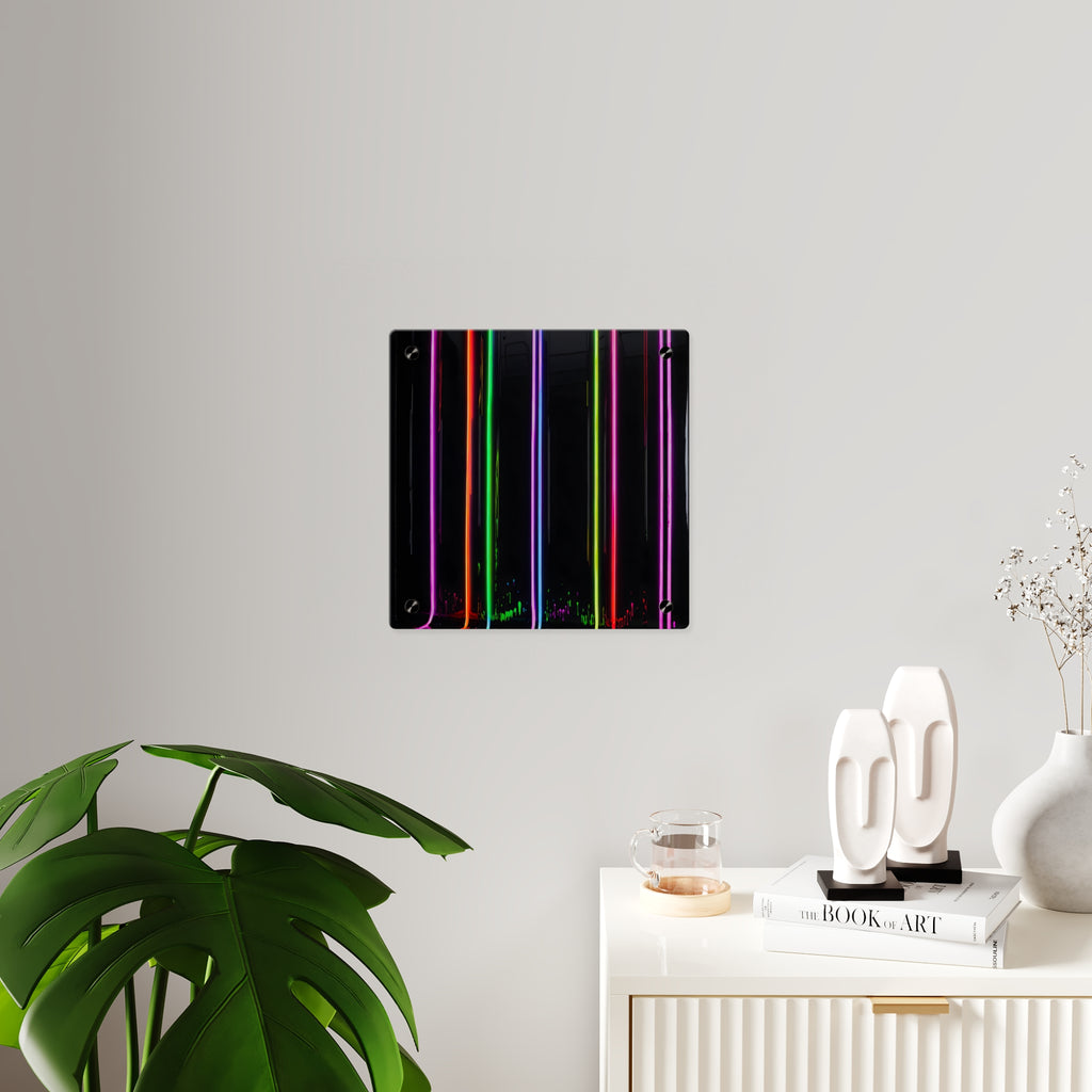 Neon Stripe Acrylic Wall Panel – Colorful Modern LED Light Art