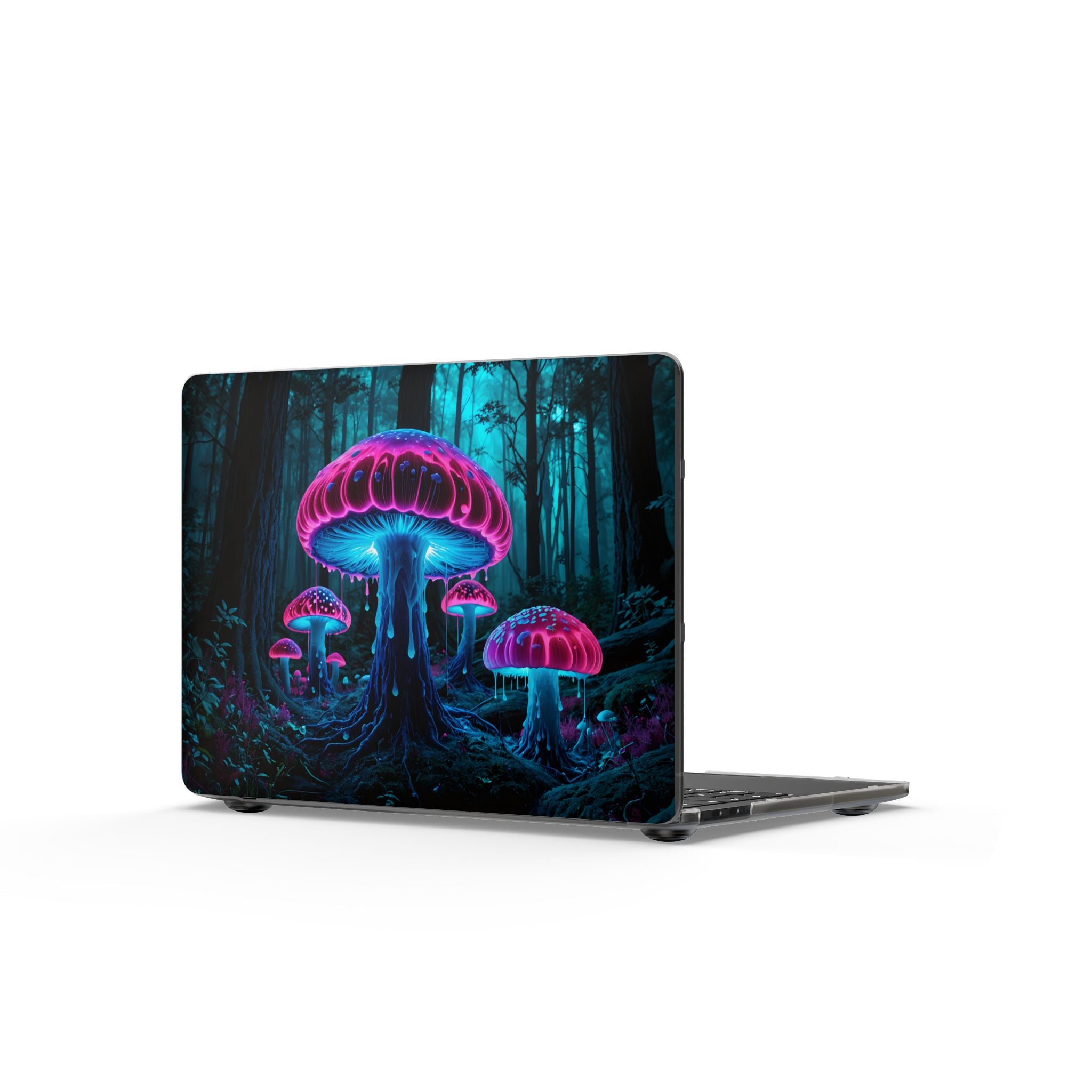 Coque de MacBook mate Néon Champignon — Peau lumineuse pour ordinateur portable Forêt