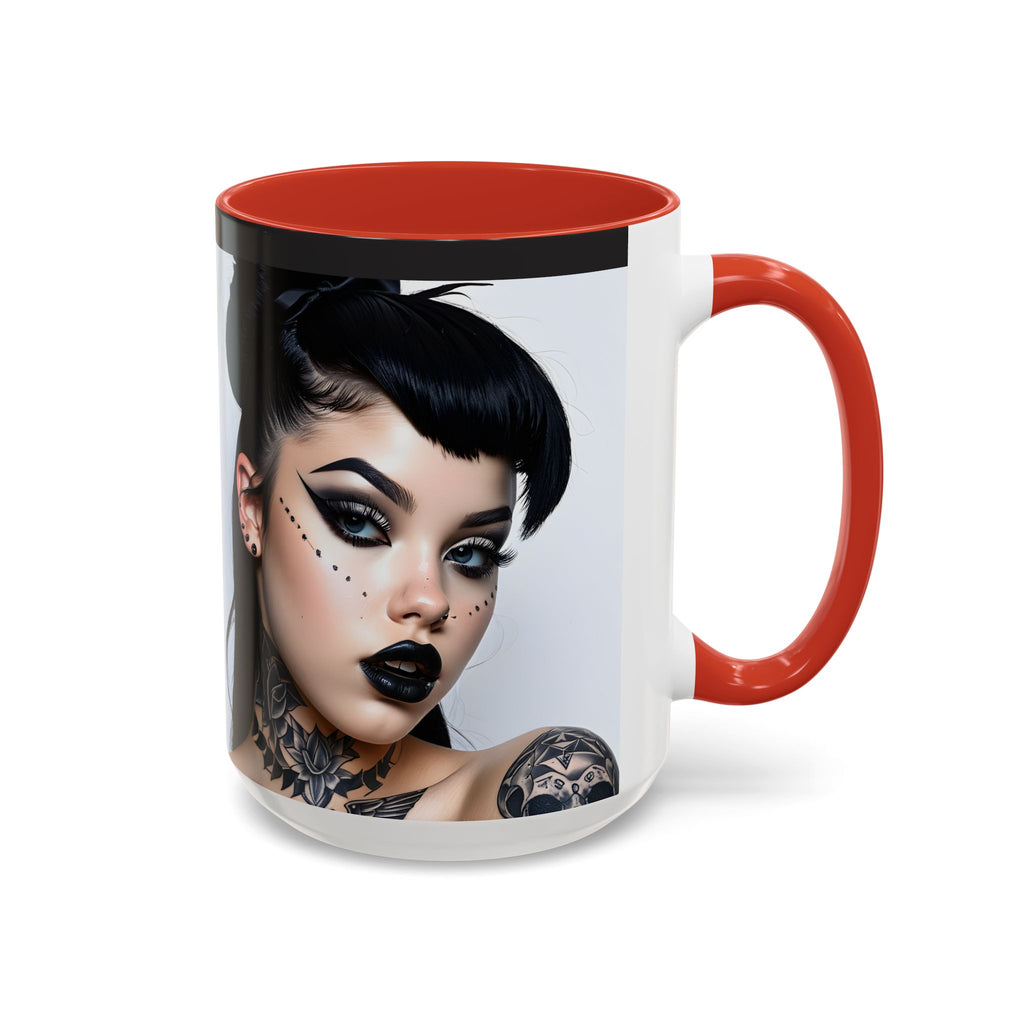 Goth Tattoo Girl Accent Coffee Mug – 11/15oz Black-Lined Ceramic