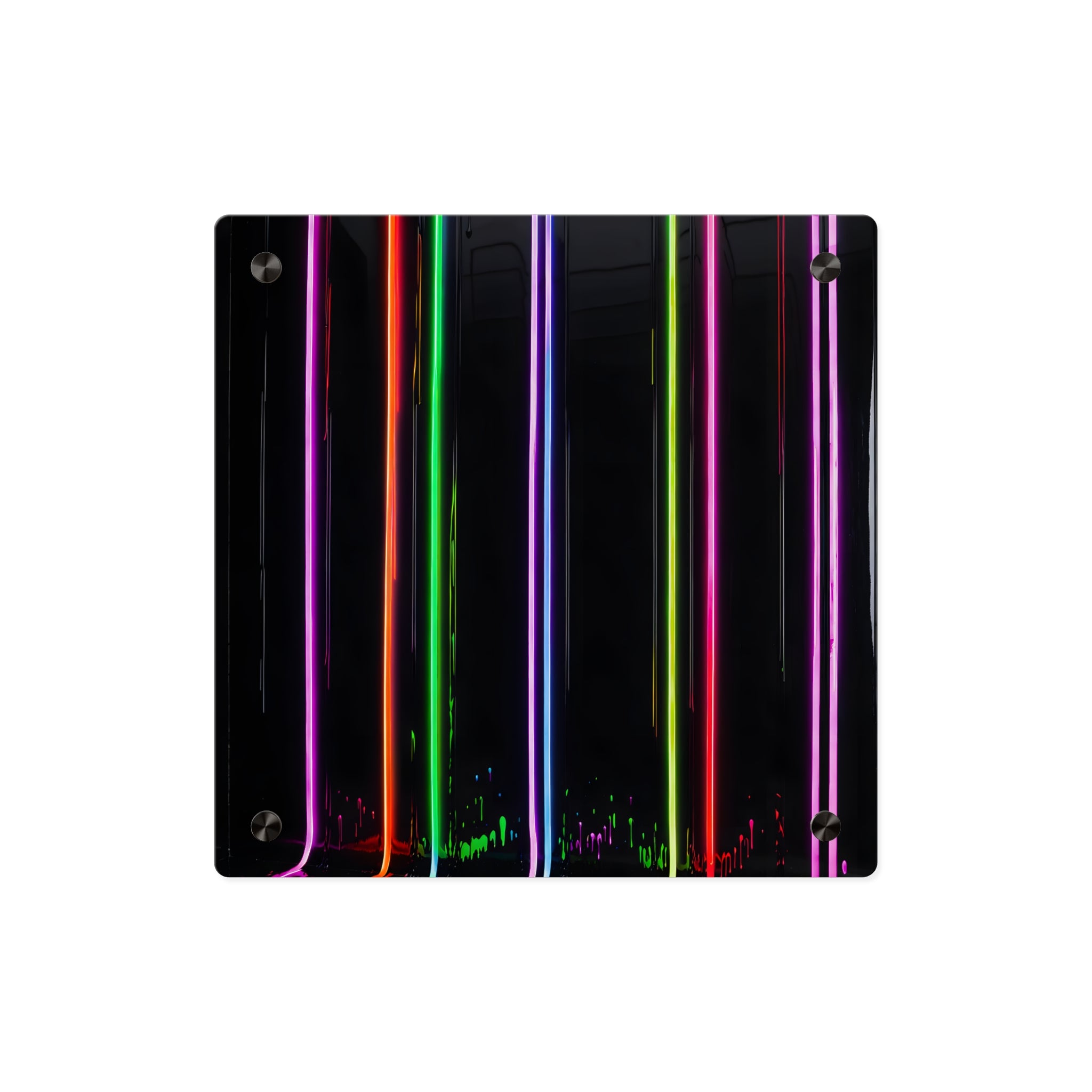 Panneau mural en acrylique à rayures néon – Art lumineux LED moderne et coloré