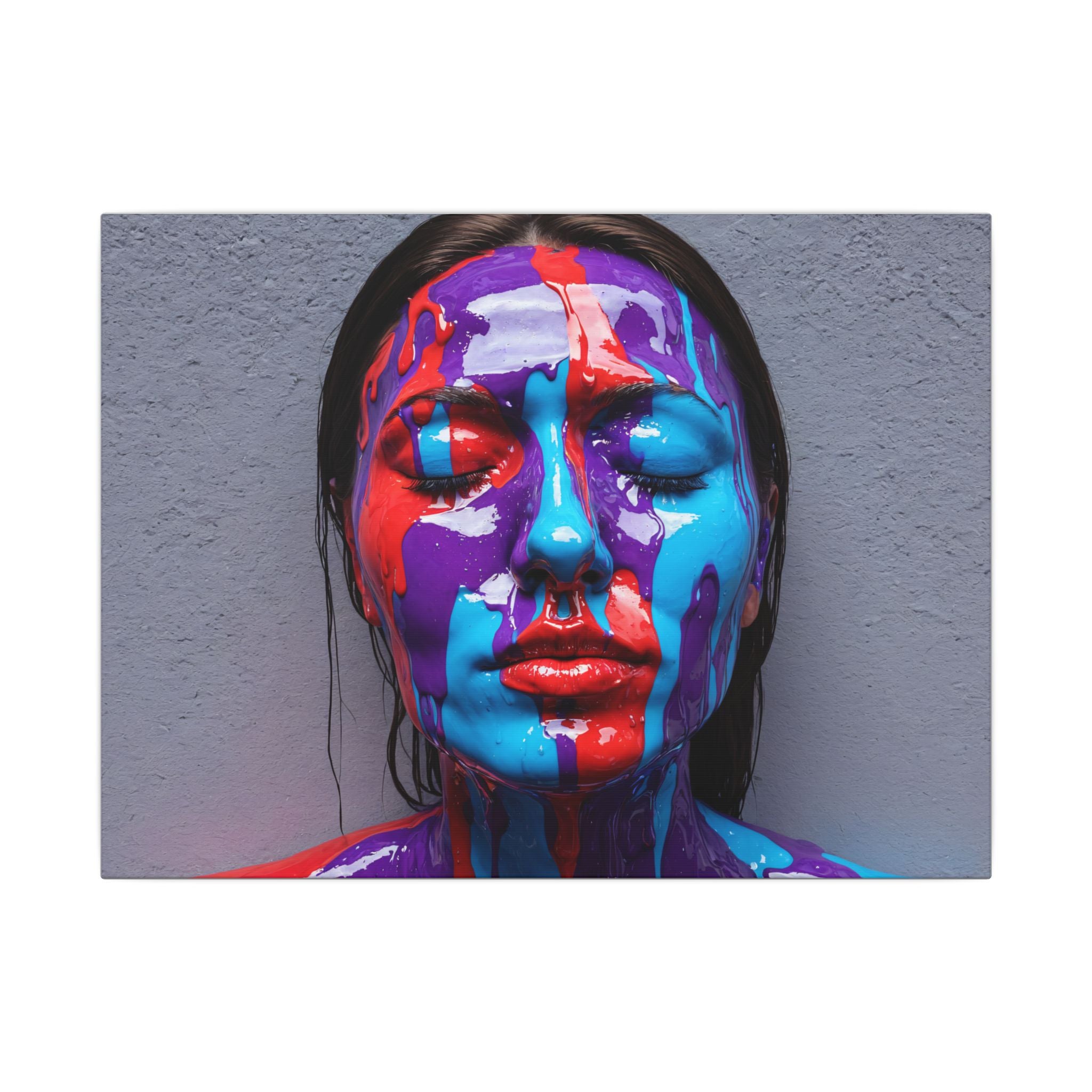 Color Drip Portrait Canvas Print — Vibrant Abstract Face Art on Matte Stretched Canvas