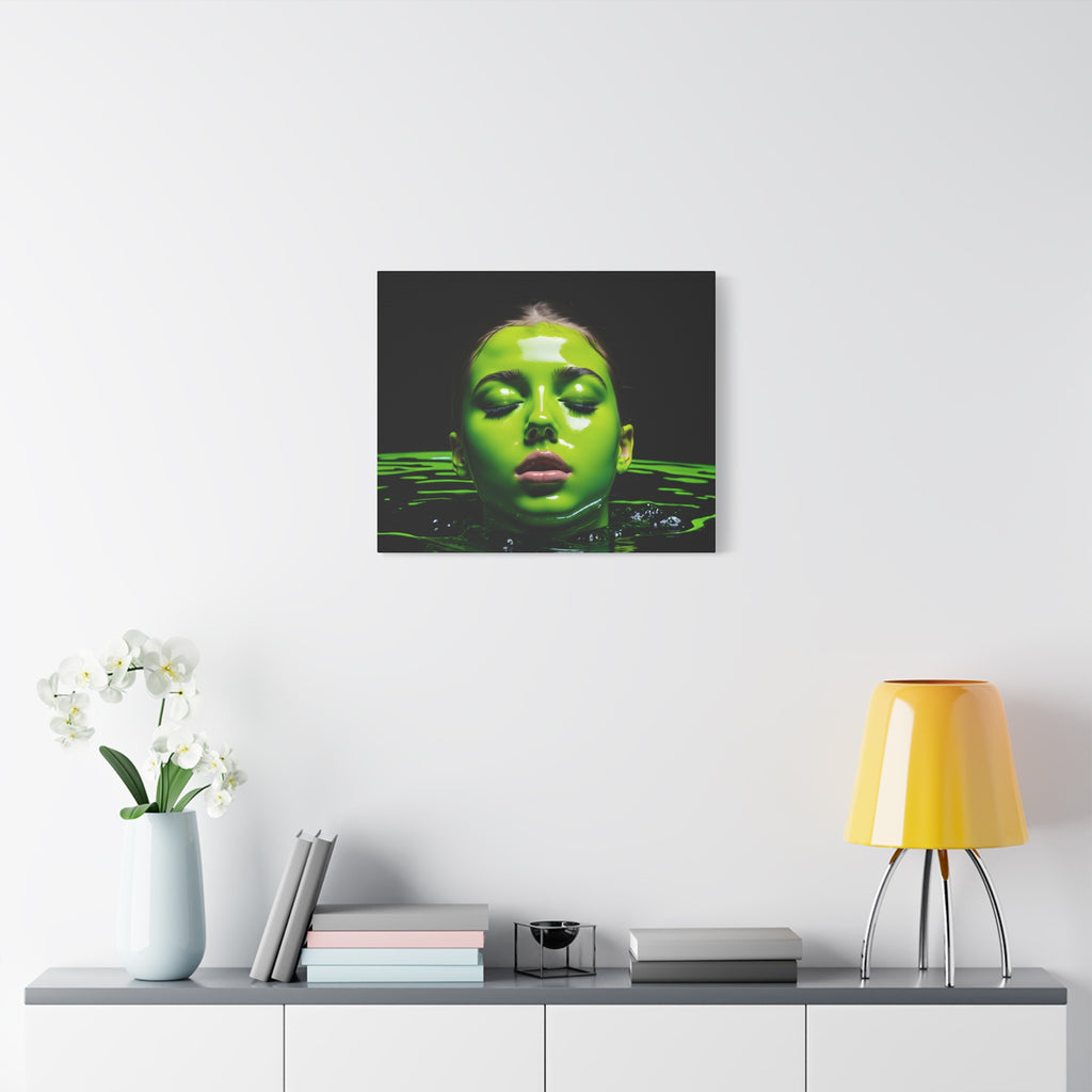Neon Green Portrait Matte Canvas Print — Stretched Wall Art