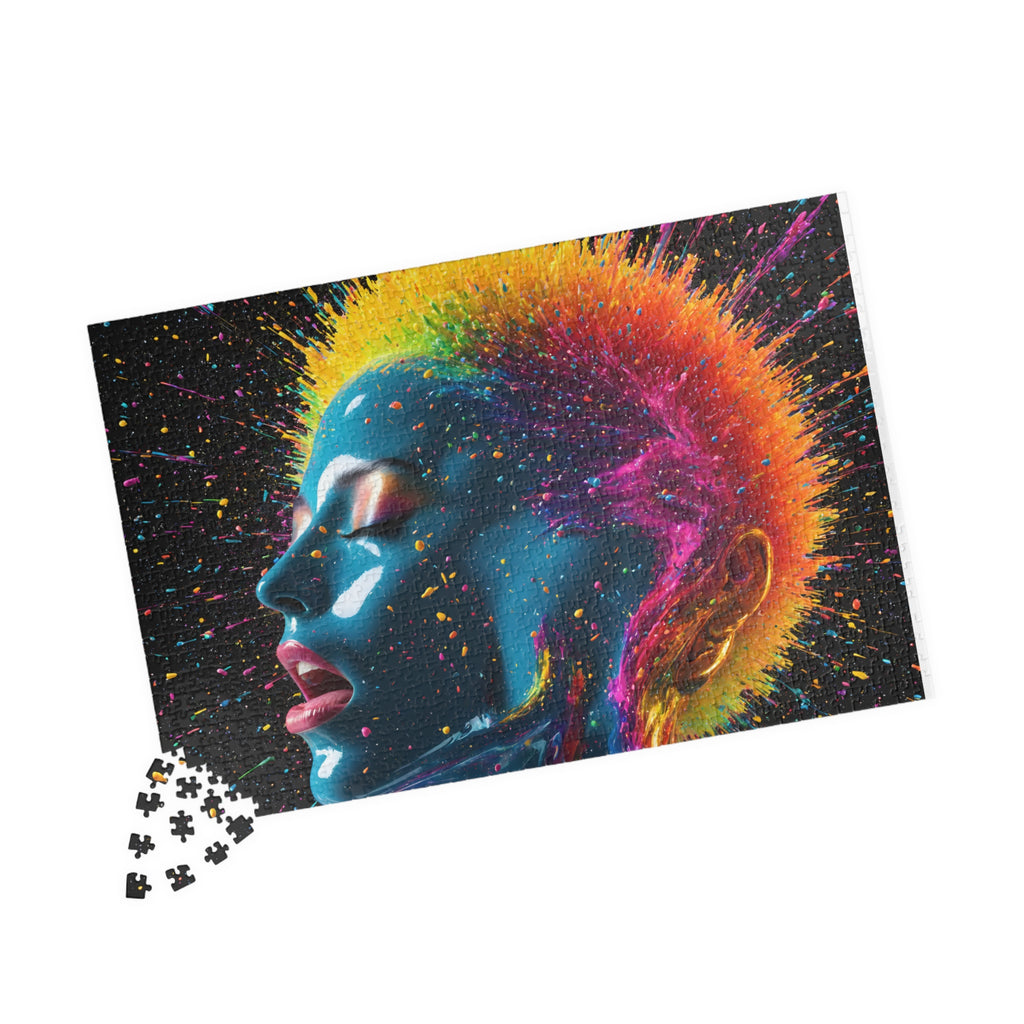 Puzzle portrait néon éclatant — Tête éclat de couleur Puzzle d'art de 110 à 1014 pièces