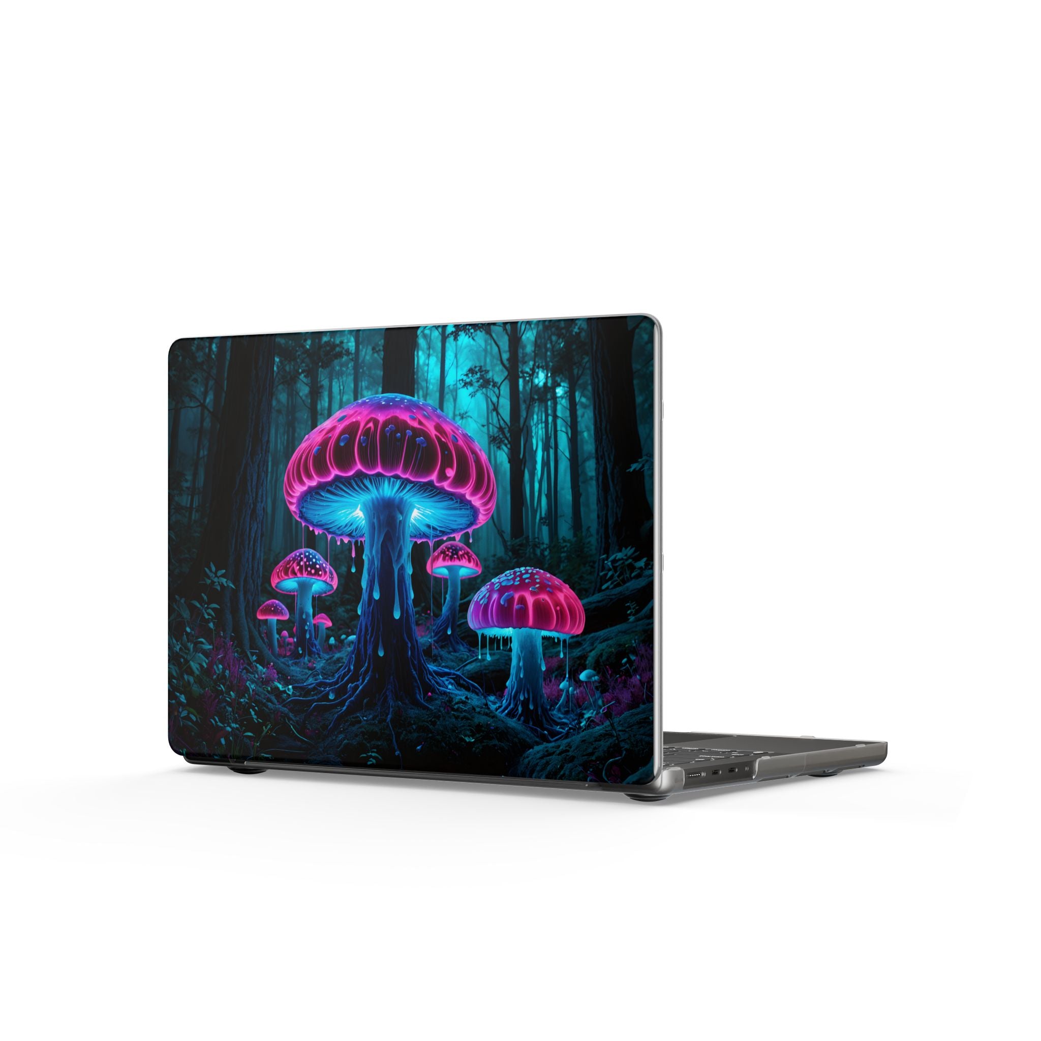 Coque de MacBook mate Néon Champignon — Peau lumineuse pour ordinateur portable Forêt