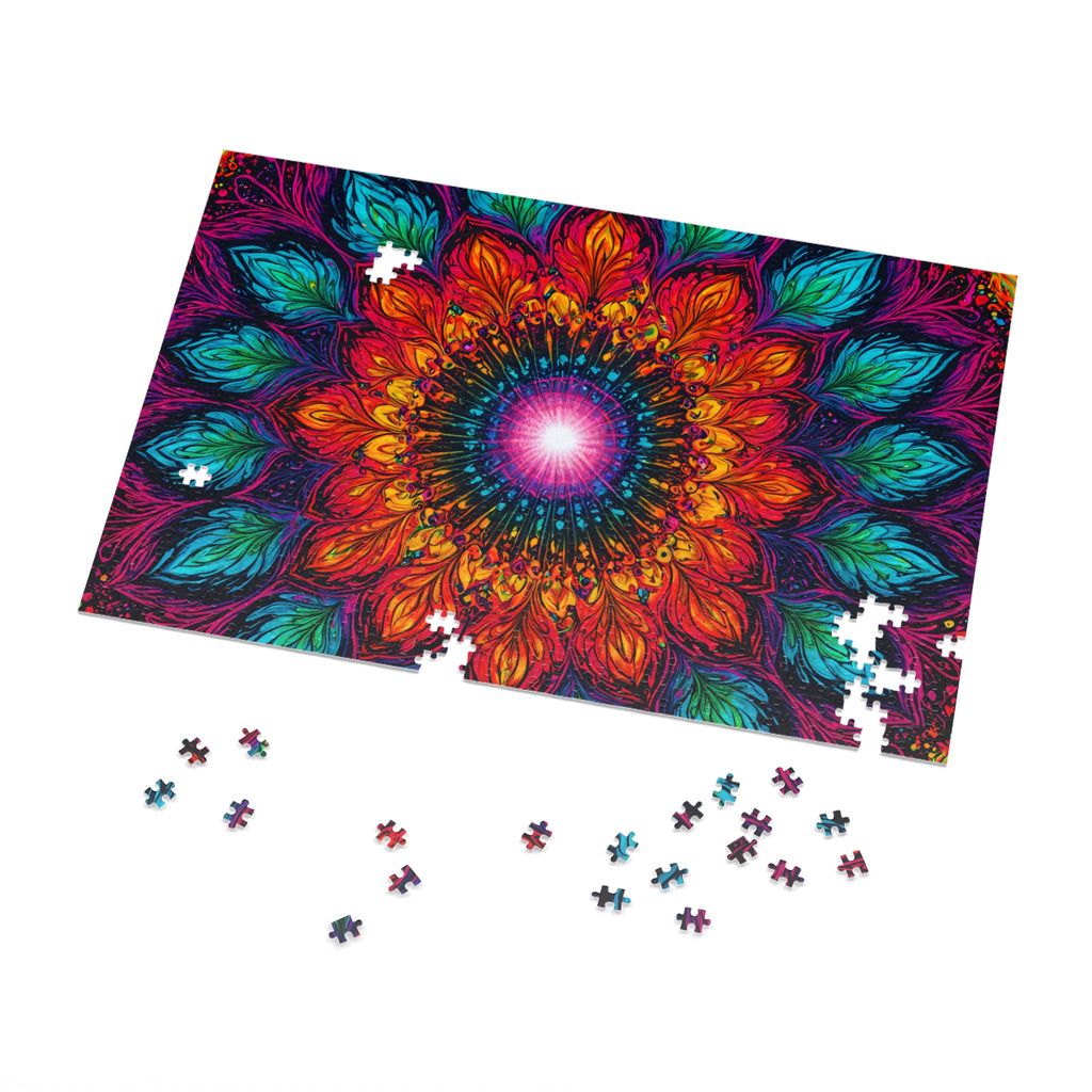 Puzzle Mandala en étain — Kaléidoscope Floral Vibrant 500 Pièces, Idée Cadeau