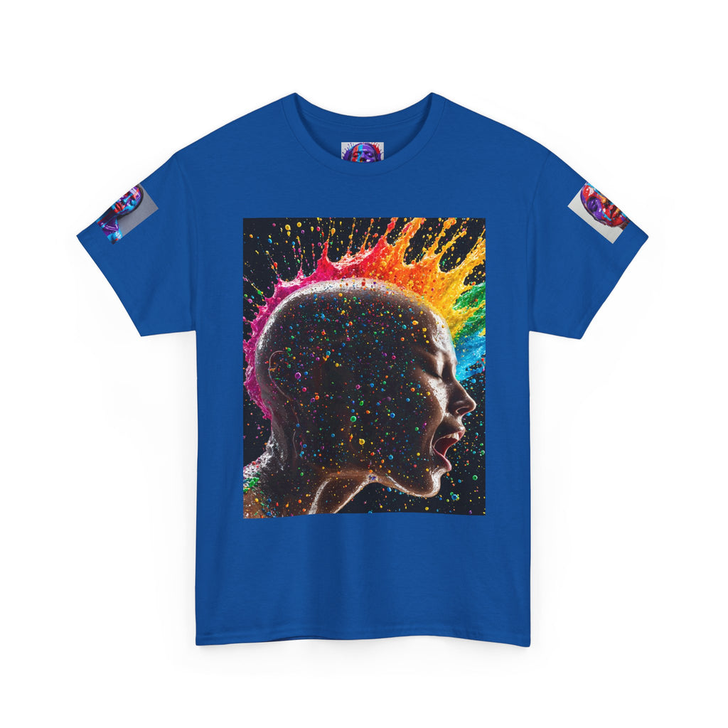 Psychedelic Head Profile Tee — Colorful Neon Abstract Portrait T-Shirt