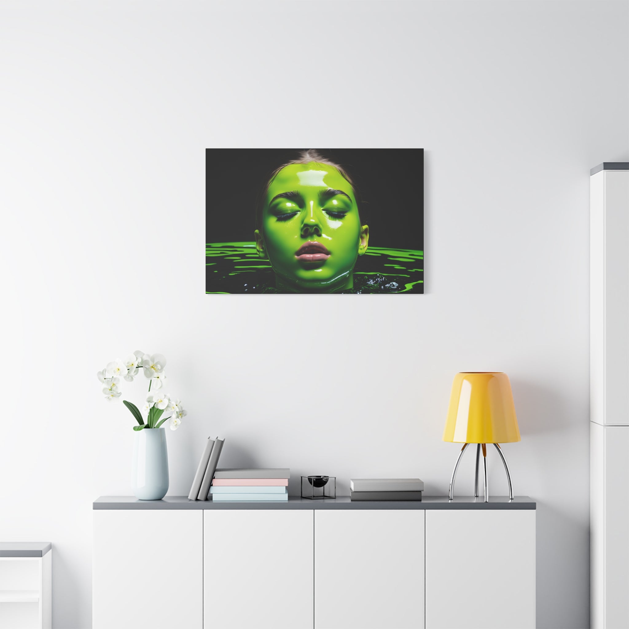 Neon Green Portrait Matte Canvas Print — Stretched Wall Art