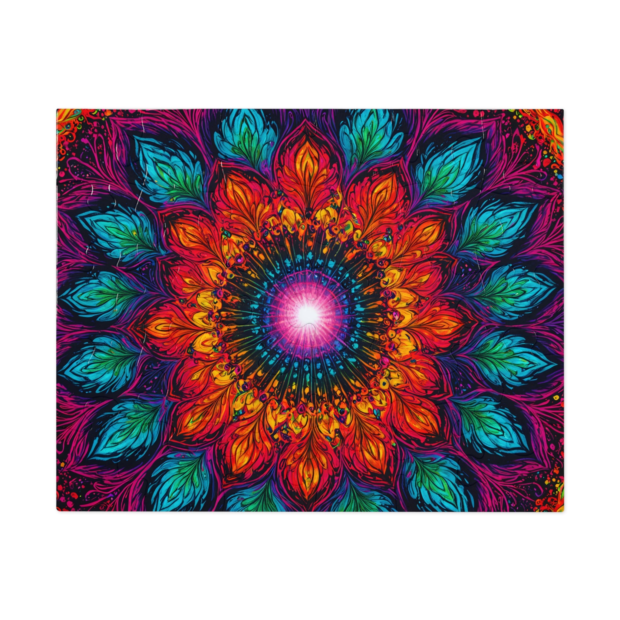 Mandala Jigsaw Puzzle with Tin — Vibrant Floral Kaleidoscope 500-Piece Gift