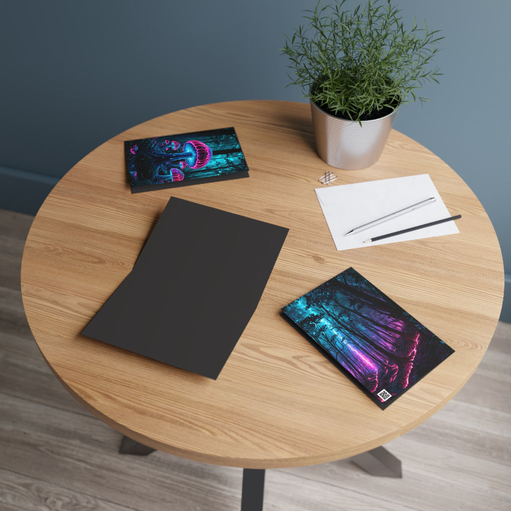 Mystic Neon Mushroom Greeting Card — Psychedelic Forest Art Card for Birthdays, Thank You, or Just Because