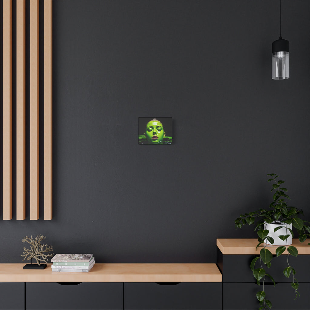 Neon Green Portrait Matte Canvas Print — Stretched Wall Art