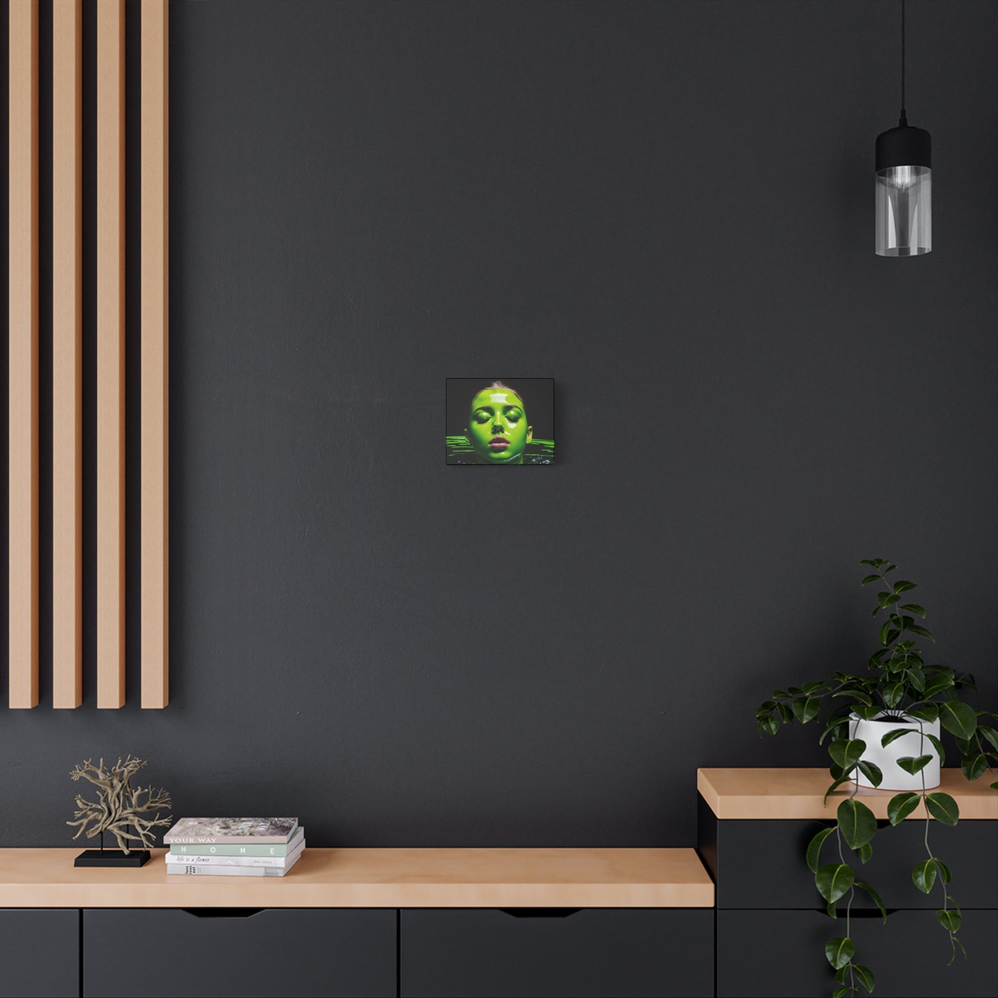 Neon Green Portrait Matte Canvas Print — Stretched Wall Art