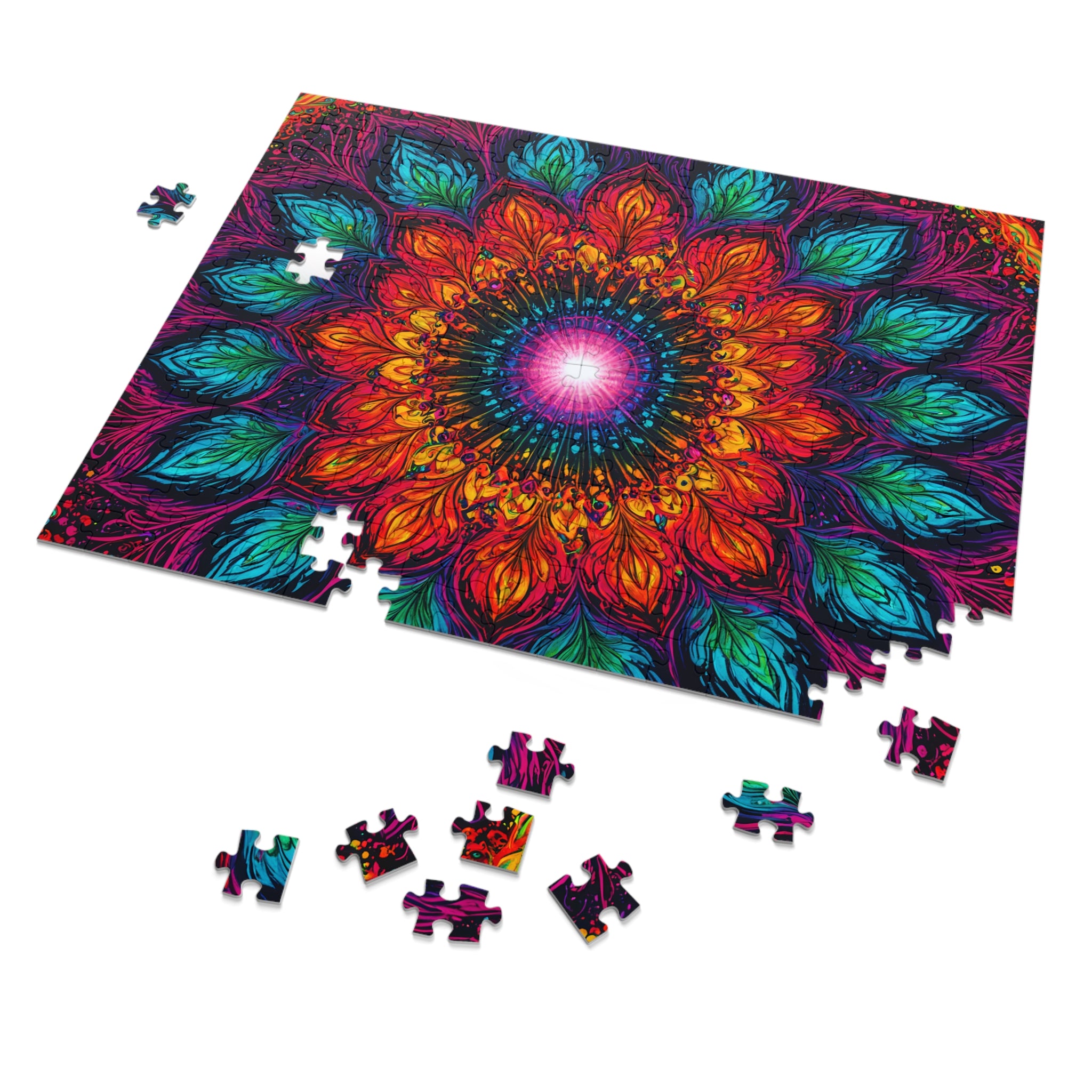 Puzzle Mandala en étain — Kaléidoscope Floral Vibrant 500 Pièces, Idée Cadeau