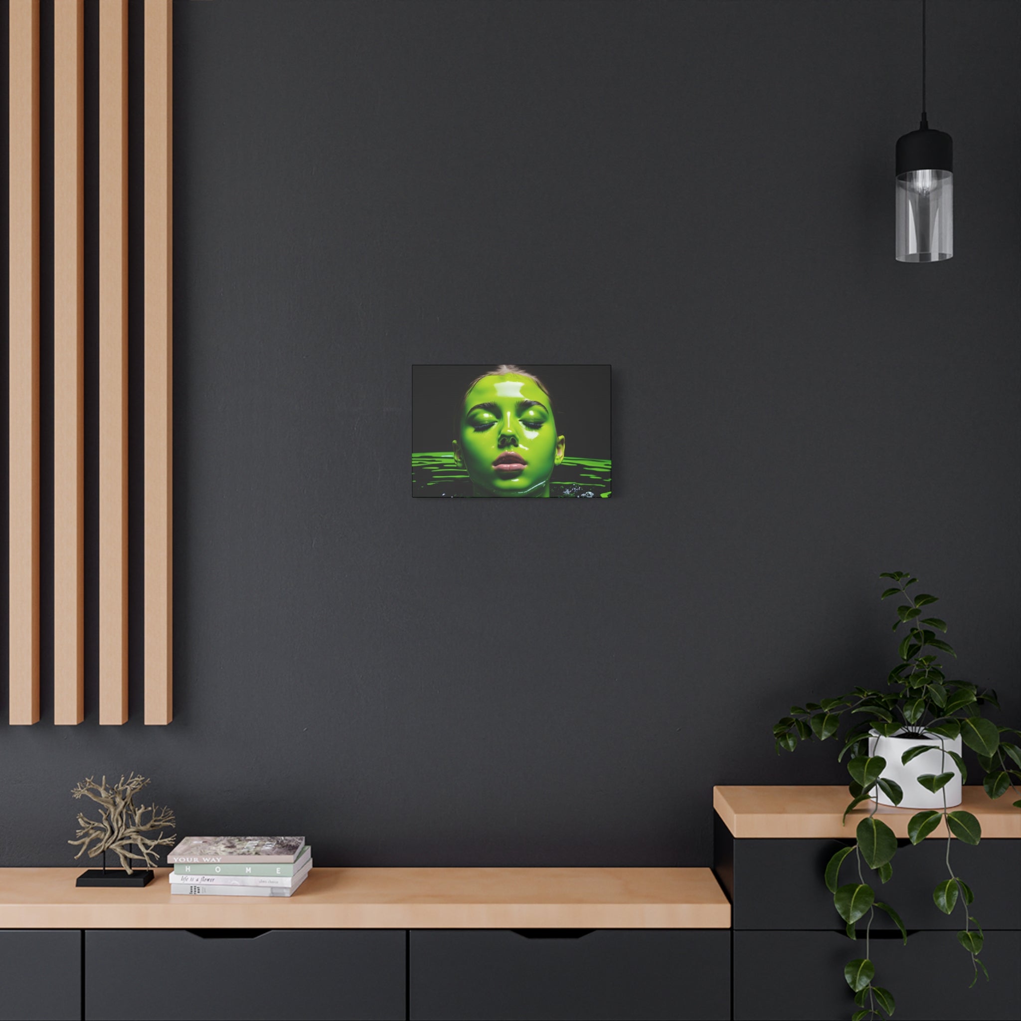 Neon Green Portrait Matte Canvas Print — Stretched Wall Art
