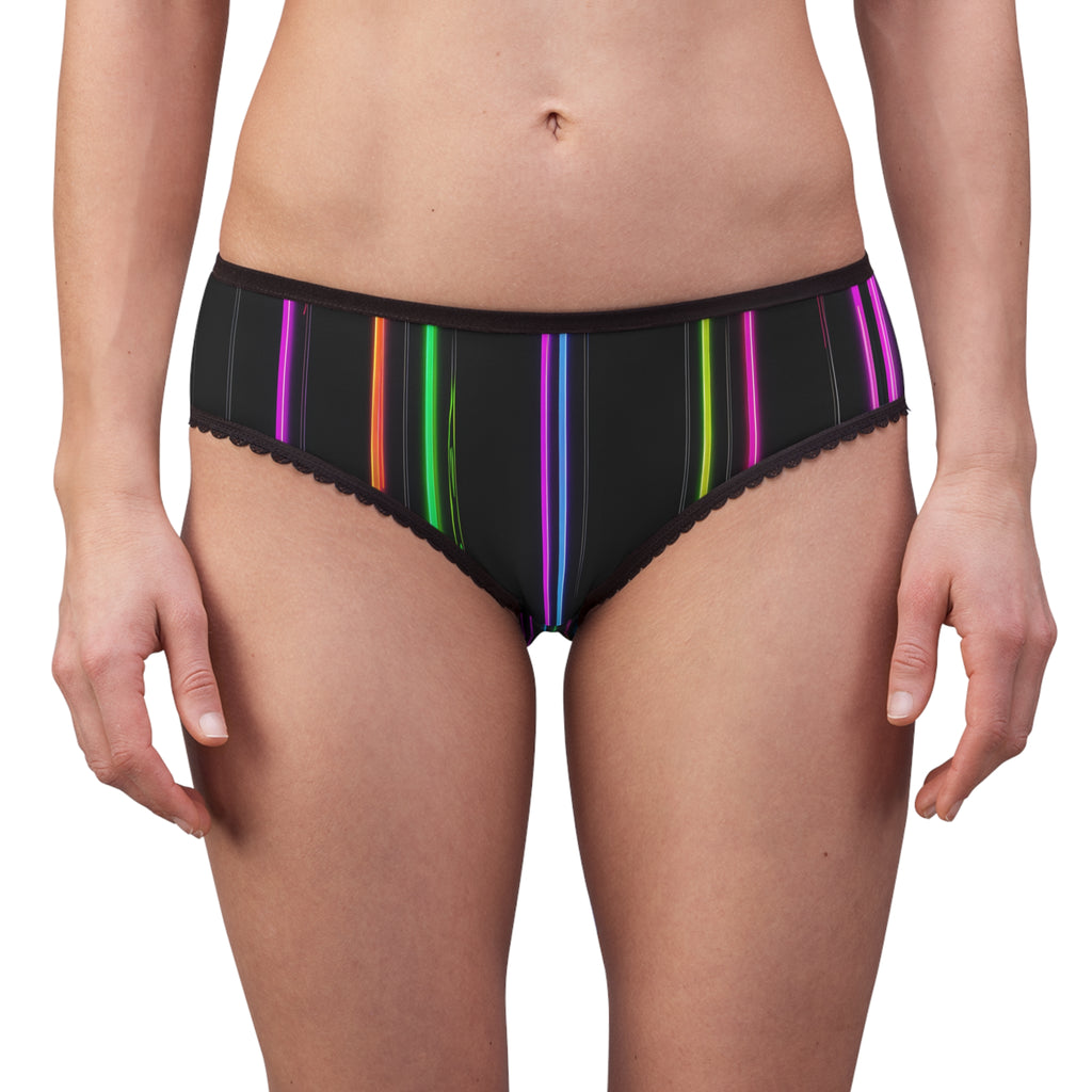 Neon Stripe Women's Briefs — Colorful Glow Lingerie