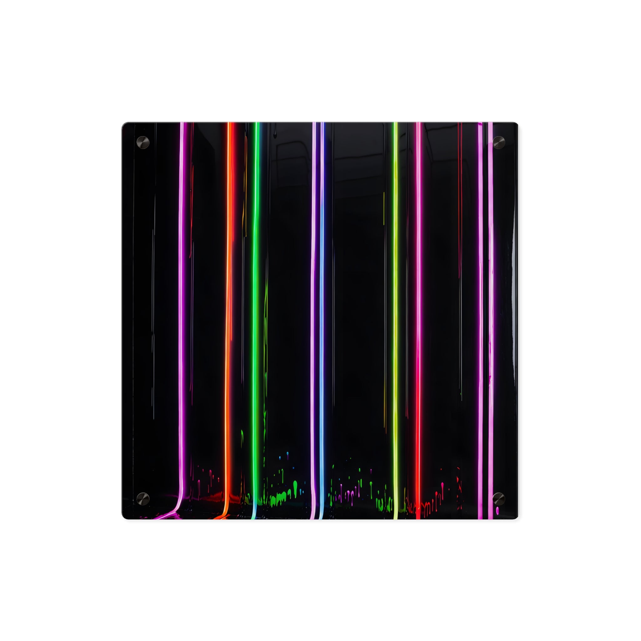 Panneau mural en acrylique à rayures néon – Art lumineux LED moderne et coloré