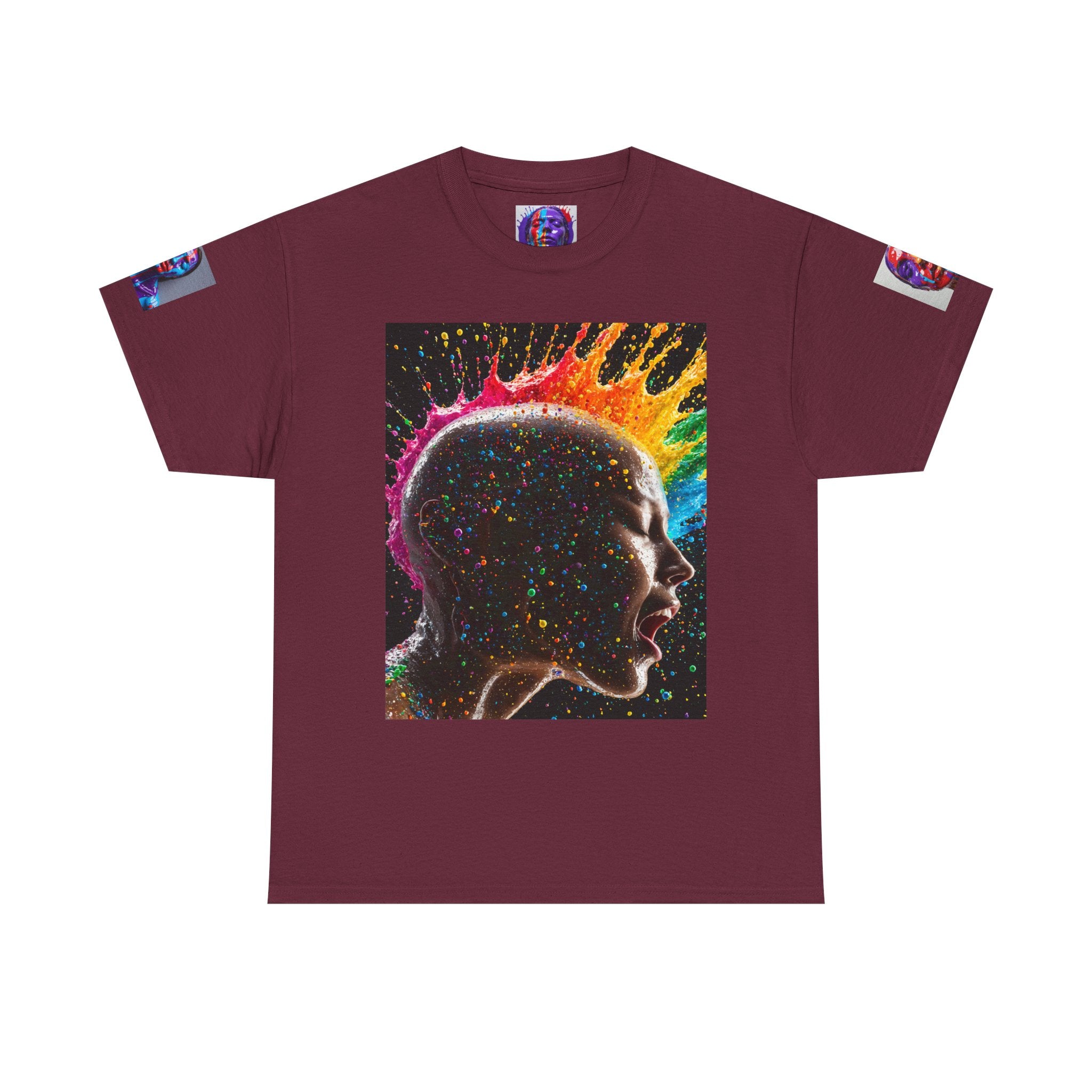 T-shirt Profil de tête psychédélique — T-shirt Portrait Abstrait Néon Coloré