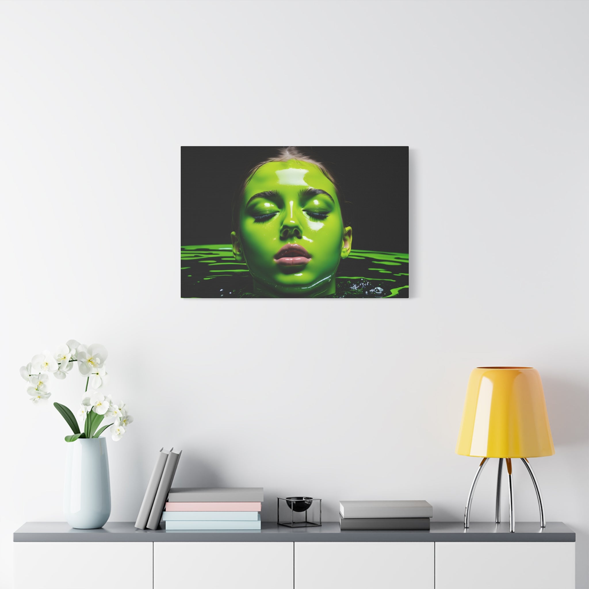 Neon Green Portrait Matte Canvas Print — Stretched Wall Art