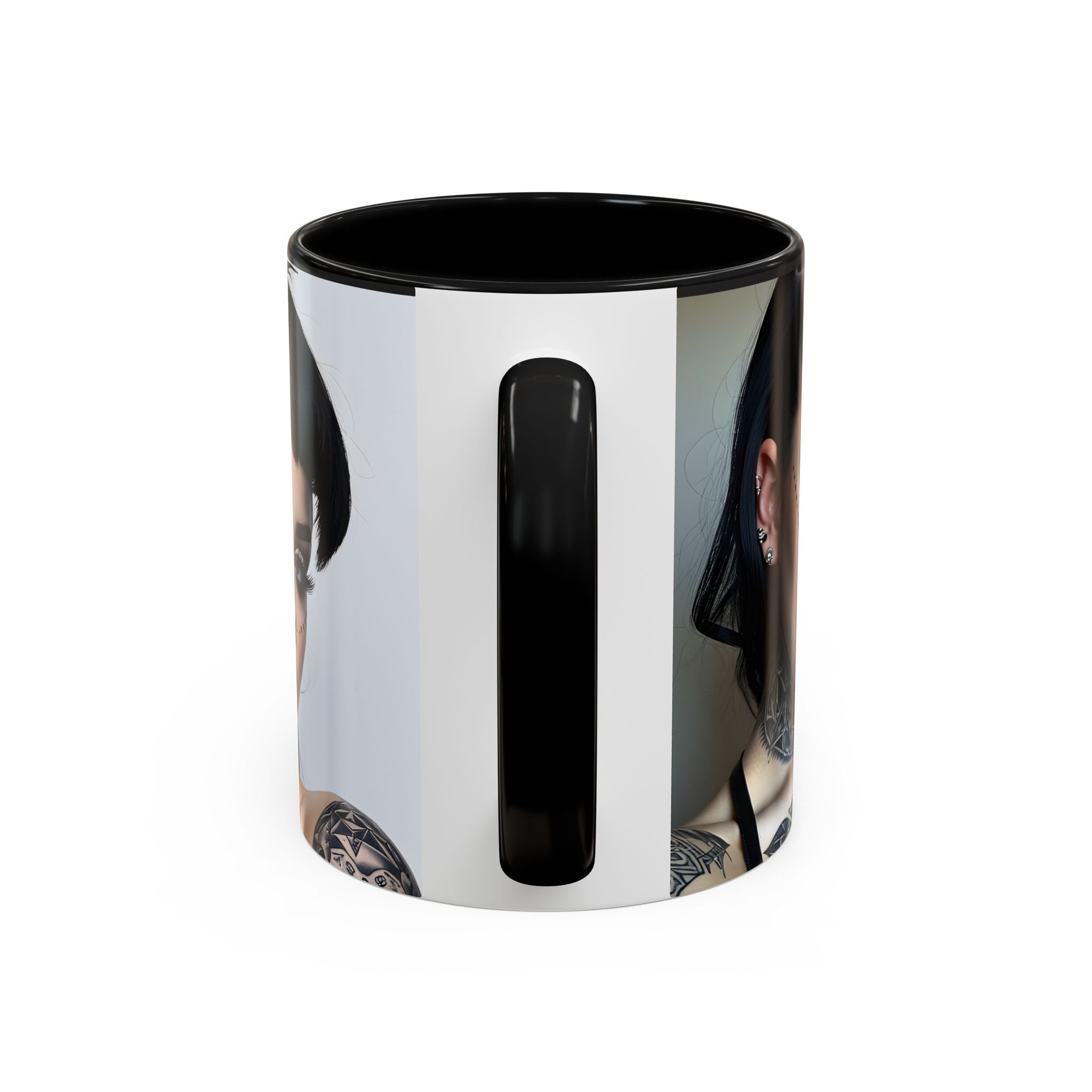 Goth Tattoo Girl Accent Coffee Mug – 11/15oz Black-Lined Ceramic