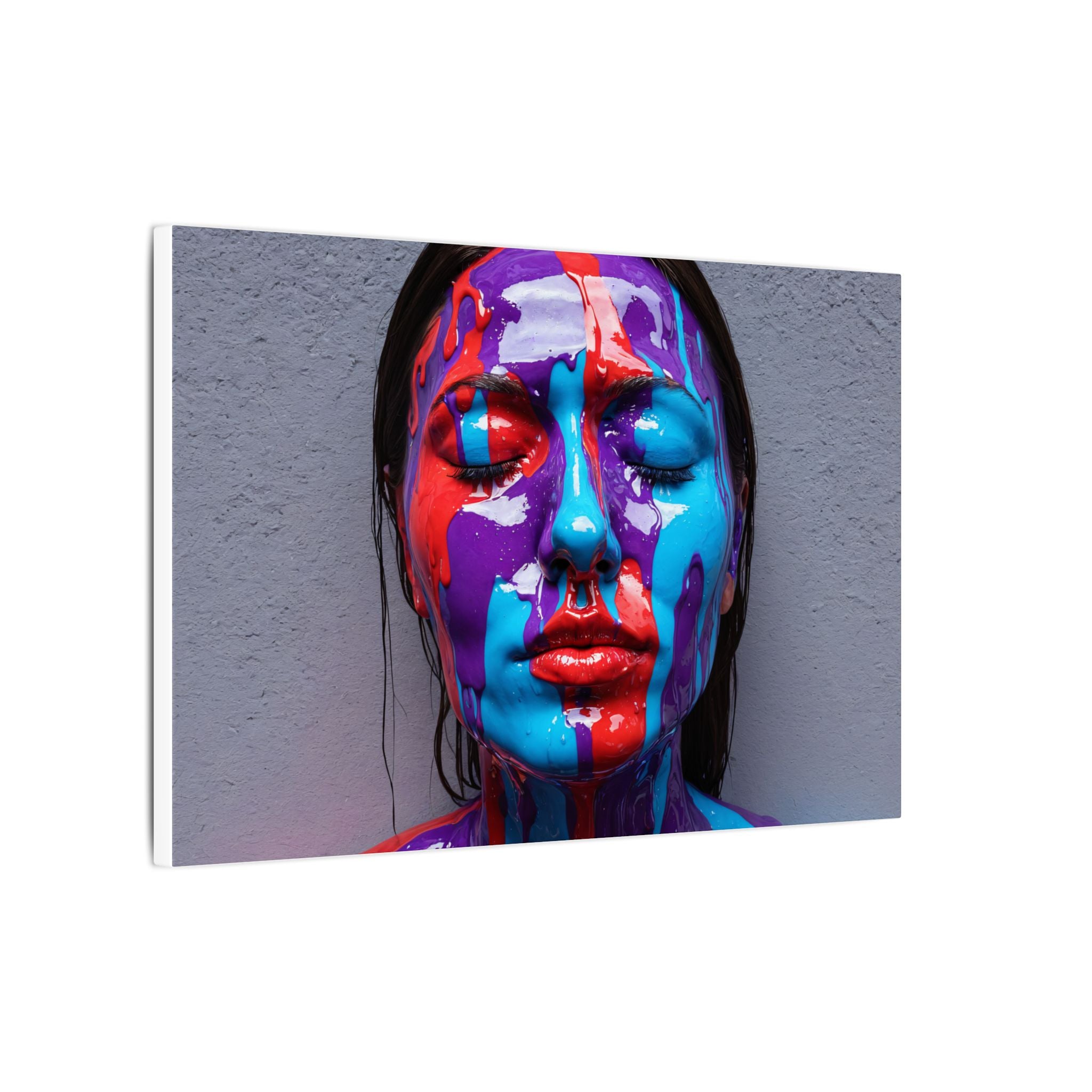 Color Drip Portrait Canvas Print — Vibrant Abstract Face Art on Matte Stretched Canvas