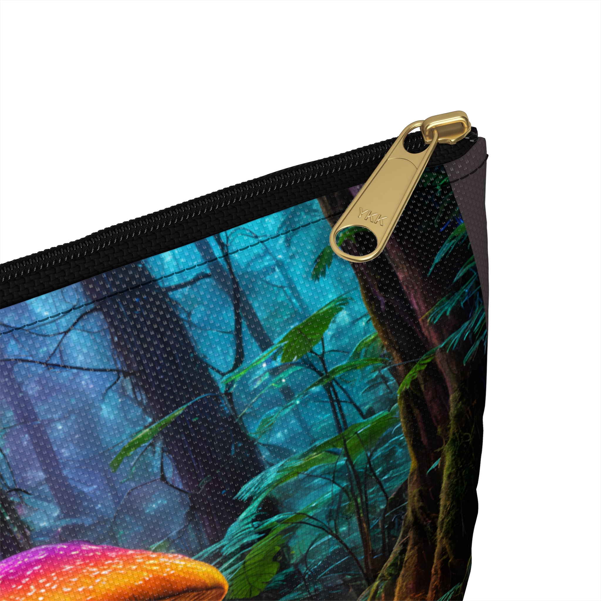Mystic Mushroom Forest Accessory Pouch — Colorful Enchanted Woodland Makeup Bag