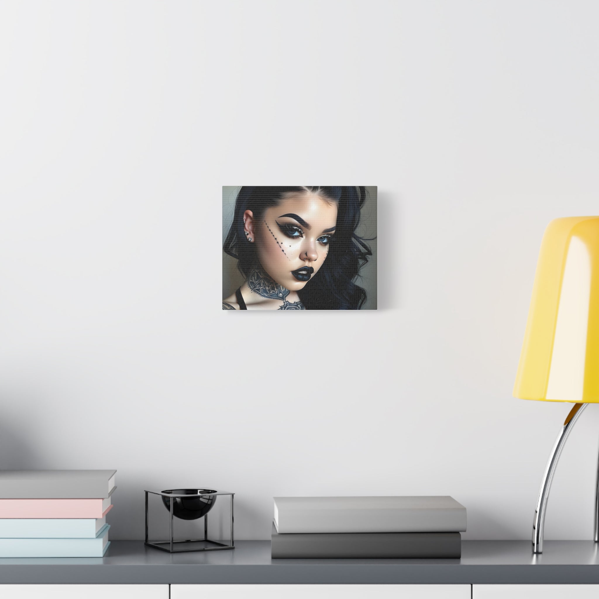 Goth Glam Portrait pinup style Canvas Print — Matte Stretched Wall Art