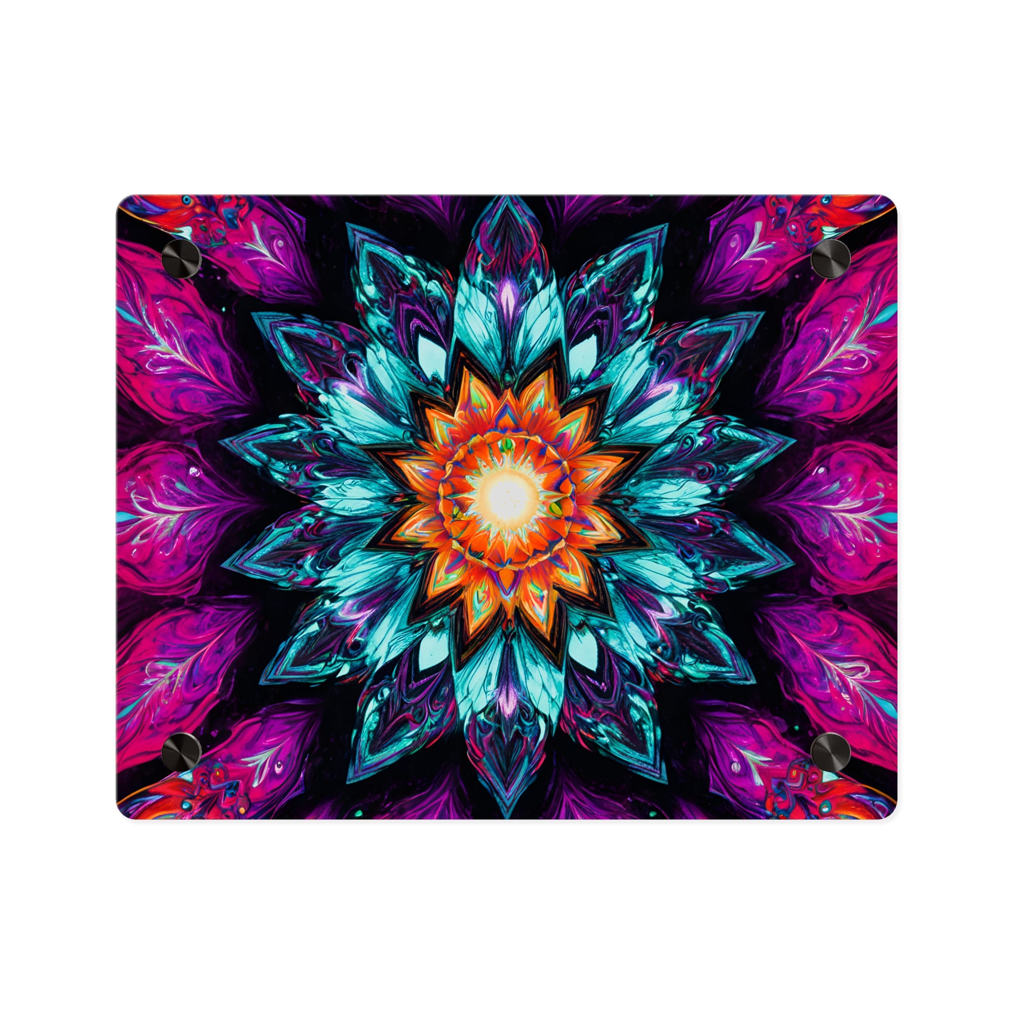 Panneau mural vibrant en acrylique, motif mandala — Décoration bohème colorée