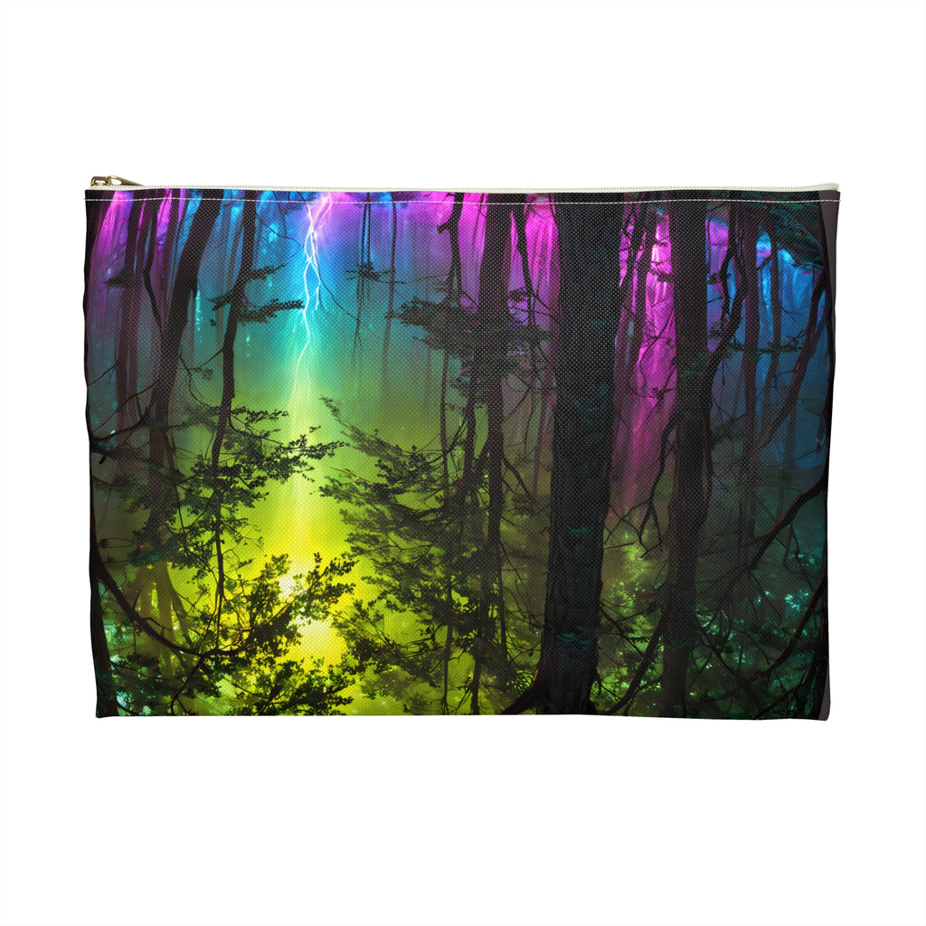 Mystic Mushroom Forest Accessory Pouch — Colorful Enchanted Woodland Makeup Bag
