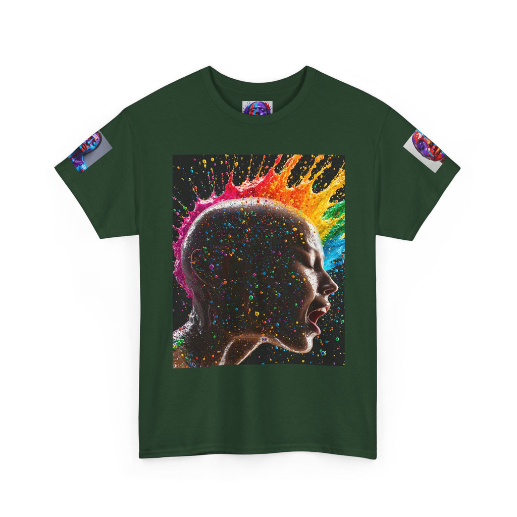 Psychedelic Head Profile Tee — Colorful Neon Abstract Portrait T-Shirt