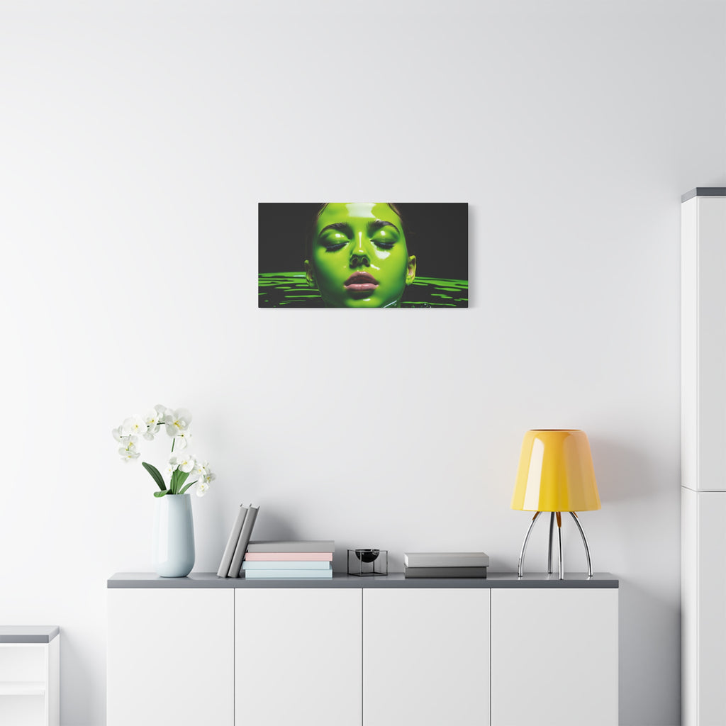 Neon Green Portrait Matte Canvas Print — Stretched Wall Art