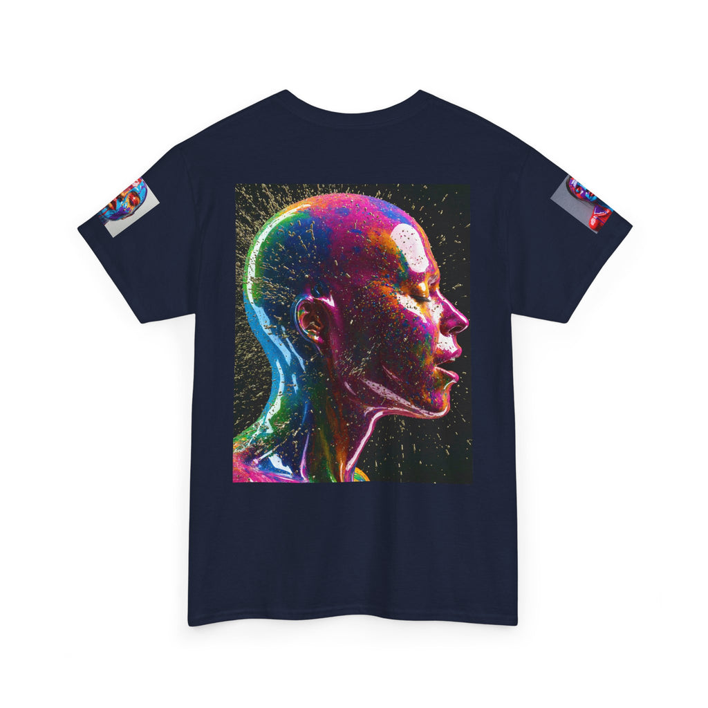 Psychedelic Head Profile Tee — Colorful Neon Abstract Portrait T-Shirt