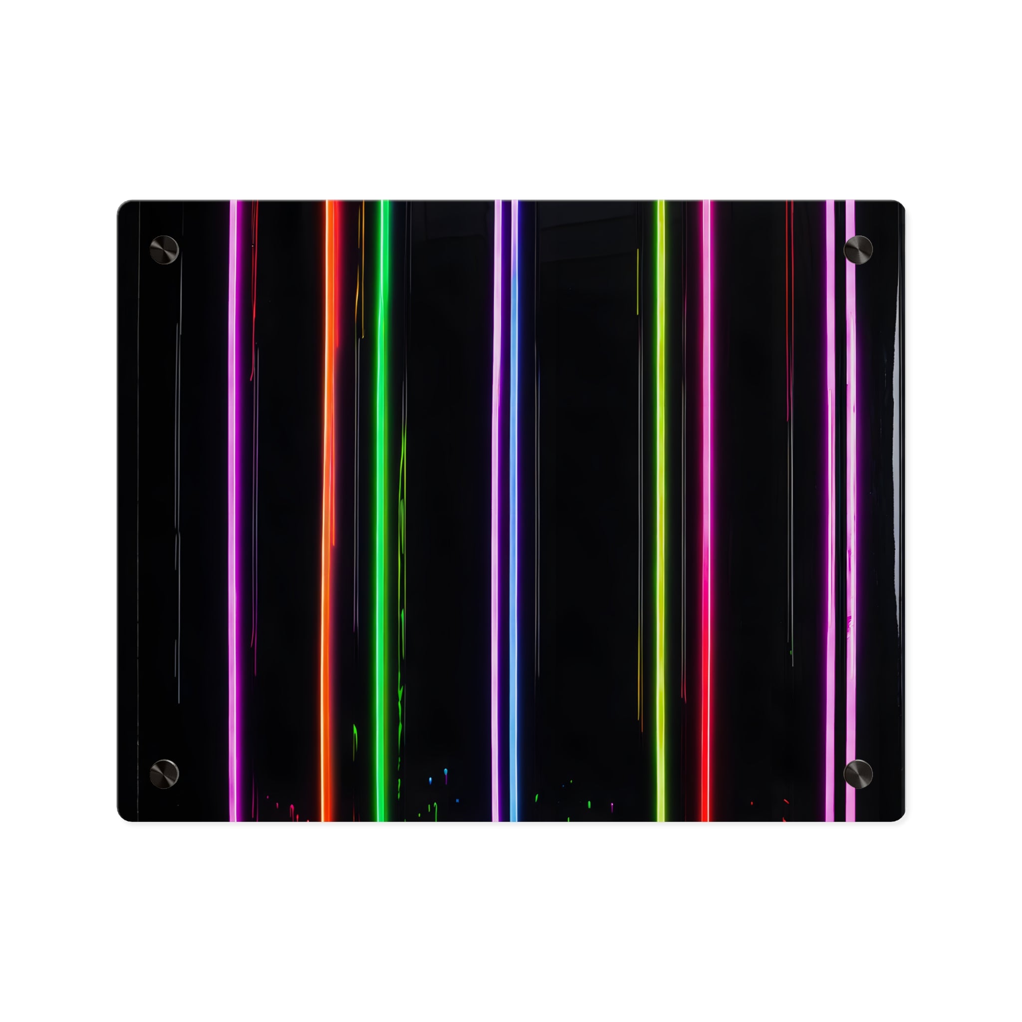 Panneau mural en acrylique à rayures néon – Art lumineux LED moderne et coloré