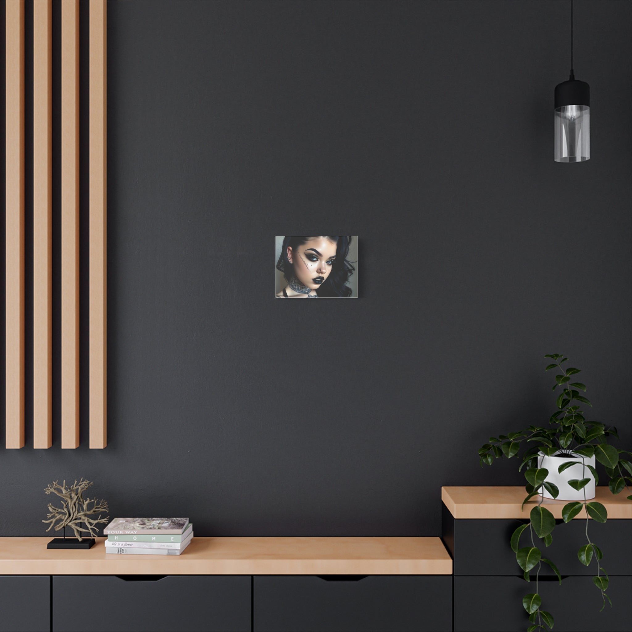 Goth Glam Portrait pinup style Canvas Print — Matte Stretched Wall Art