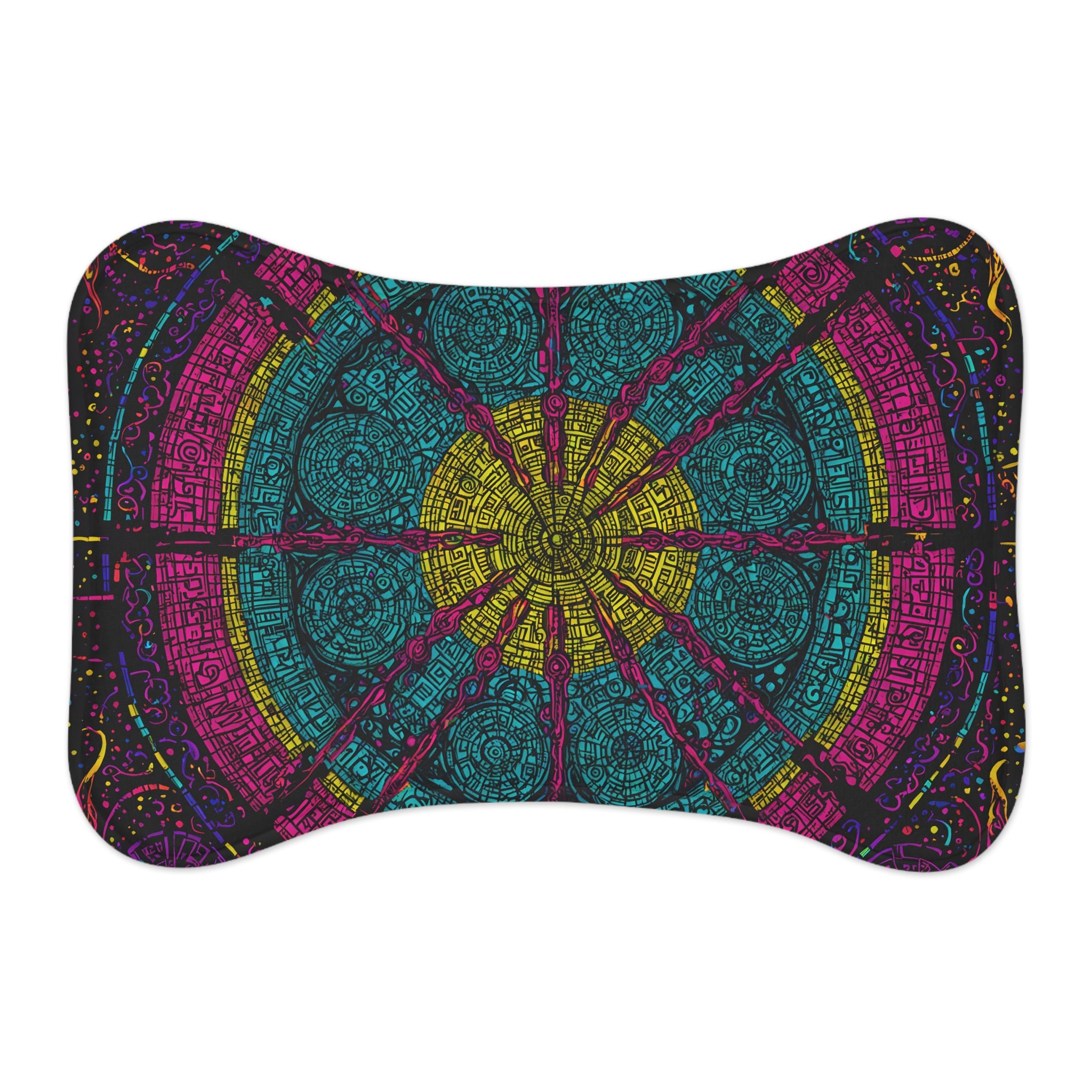 Boho Mandala Pet Feeding Mat — Colorful Non-Slip Placemat for Dogs & Cats