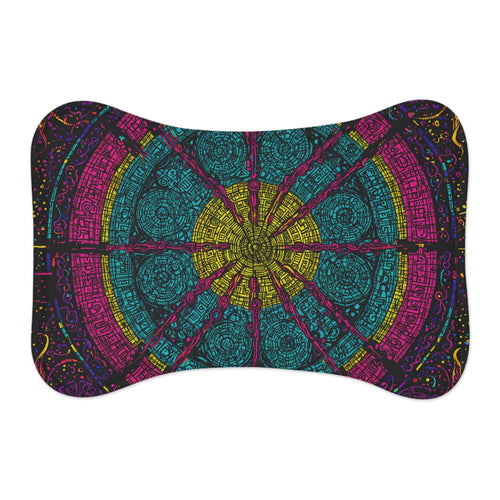 Boho Mandala Pet Feeding Mat — Colorful Non-Slip Placemat for Dogs & Cats
