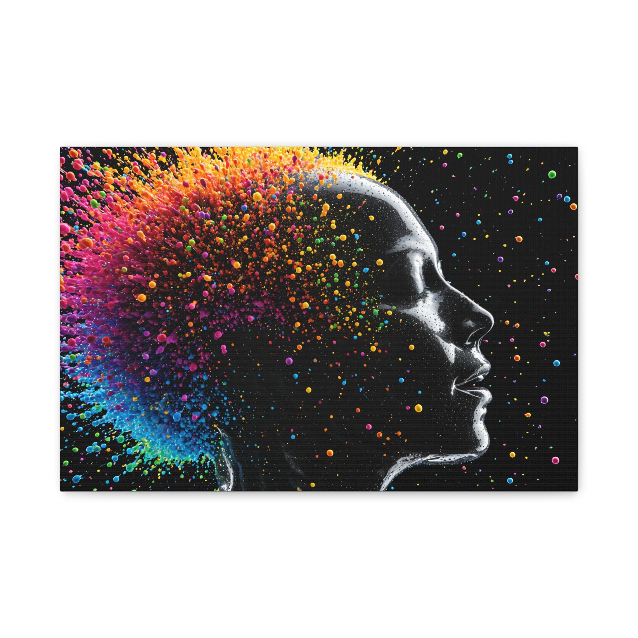 Colorburst Silhouette Matte Canvas Print — Abstract Rainbow Woman Wall Art