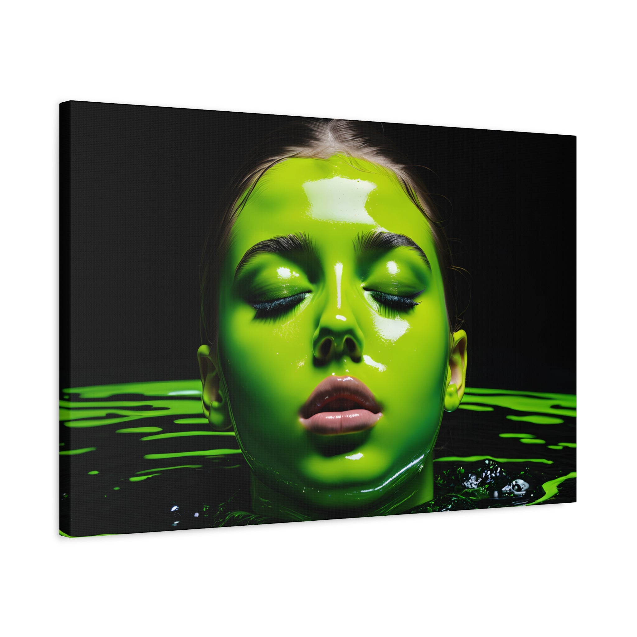 Neon Green Portrait Matte Canvas Print — Stretched Wall Art