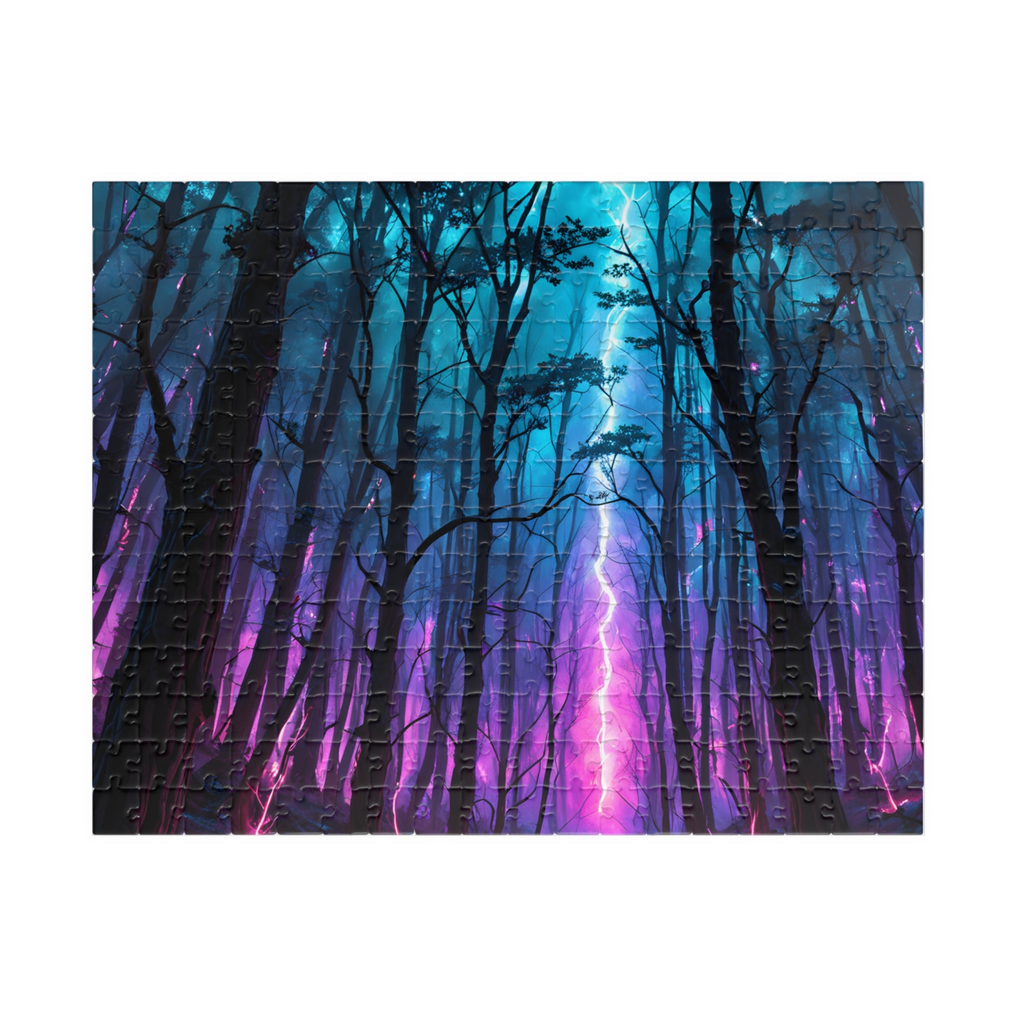 Puzzle Forêt mystique au néon – Puzzle de paysage nocturne 520/1014 pièces