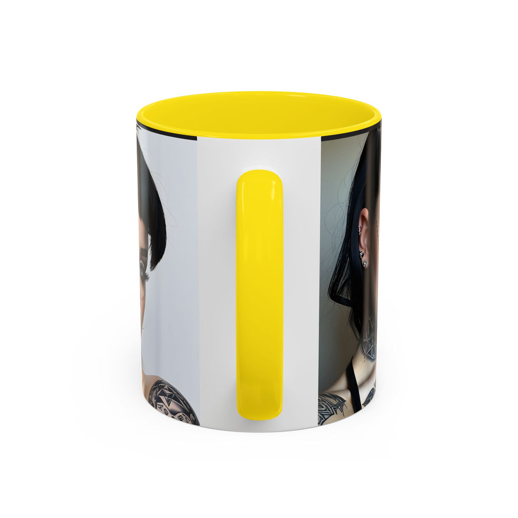 Goth Tattoo Girl Accent Coffee Mug – 11/15oz Black-Lined Ceramic