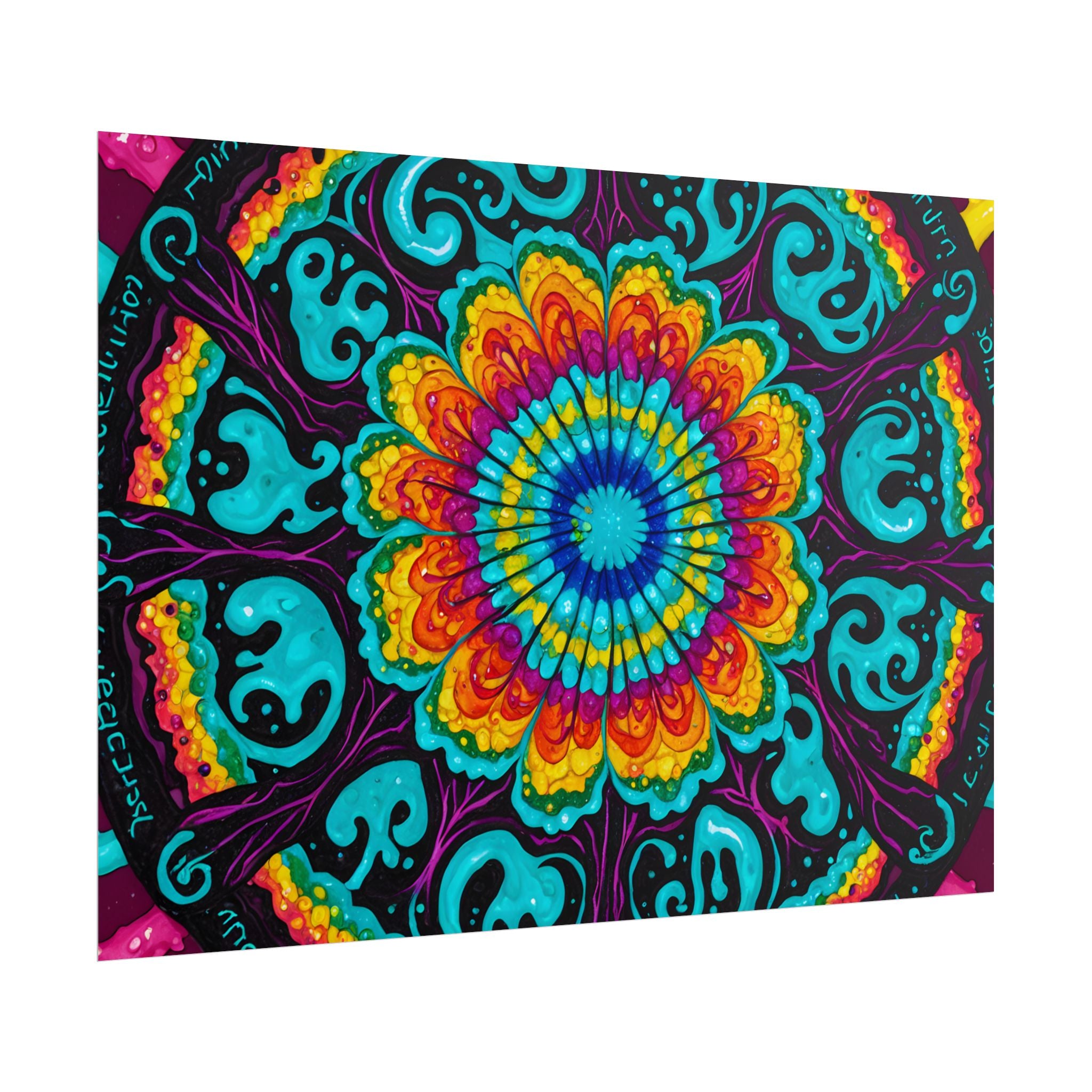 Rolled Poster — Vibrant Psychedelic Mandala Wall Art