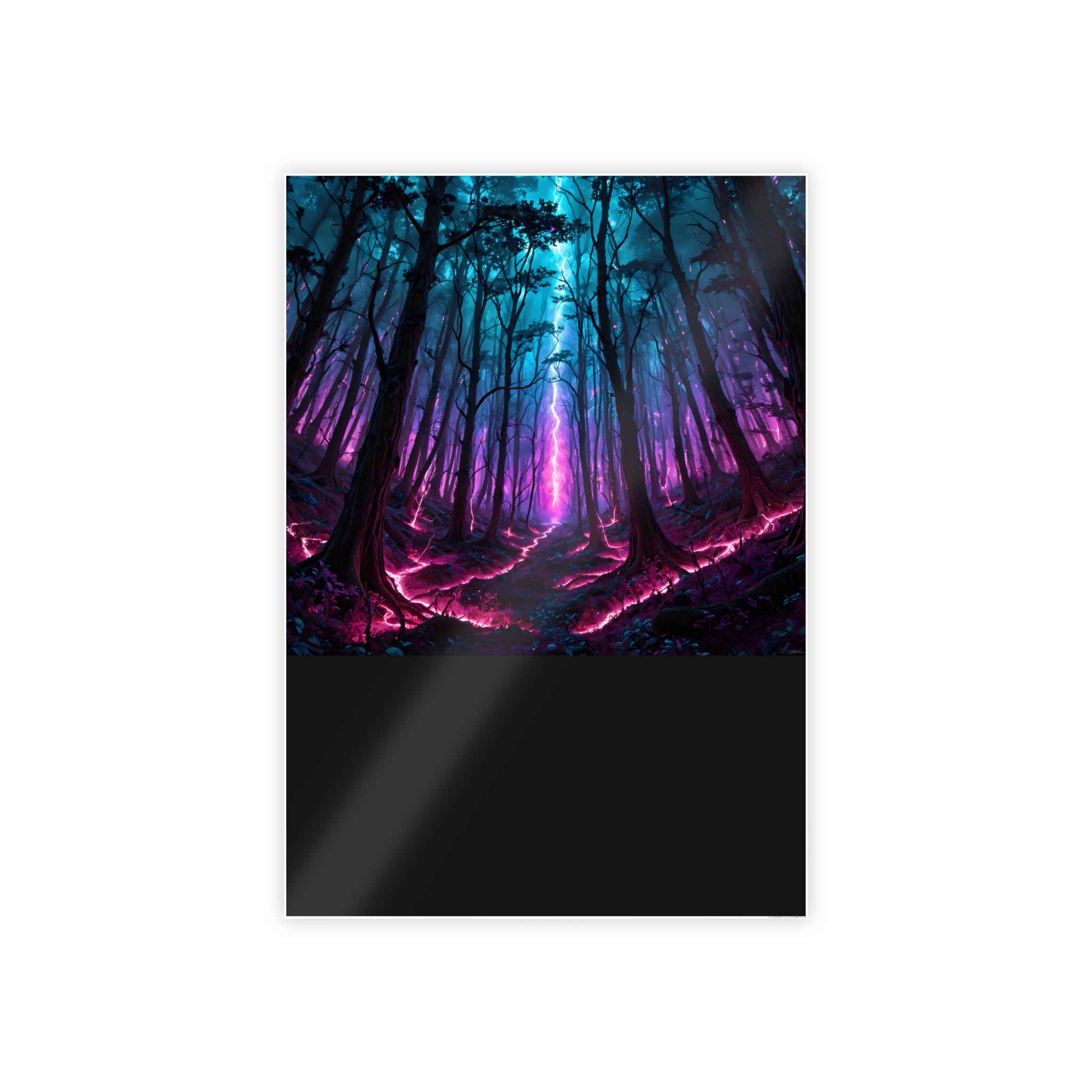 Affiche brillante Forêt fluo – Art mural paysager fantaisie aux couleurs éclatantes