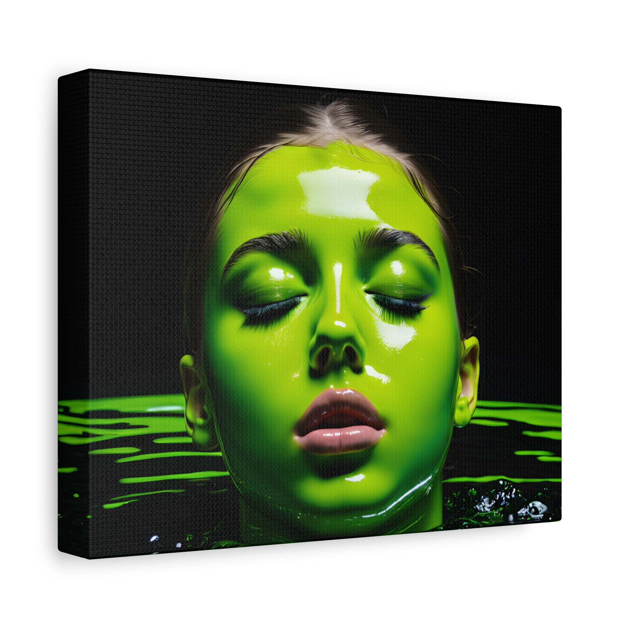 Neon Green Portrait Matte Canvas Print — Stretched Wall Art