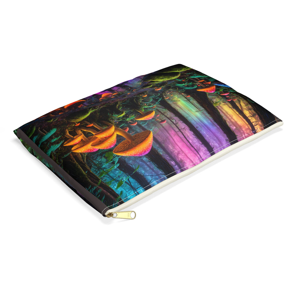 Mystic Mushroom Forest Accessory Pouch — Colorful Enchanted Woodland Makeup Bag