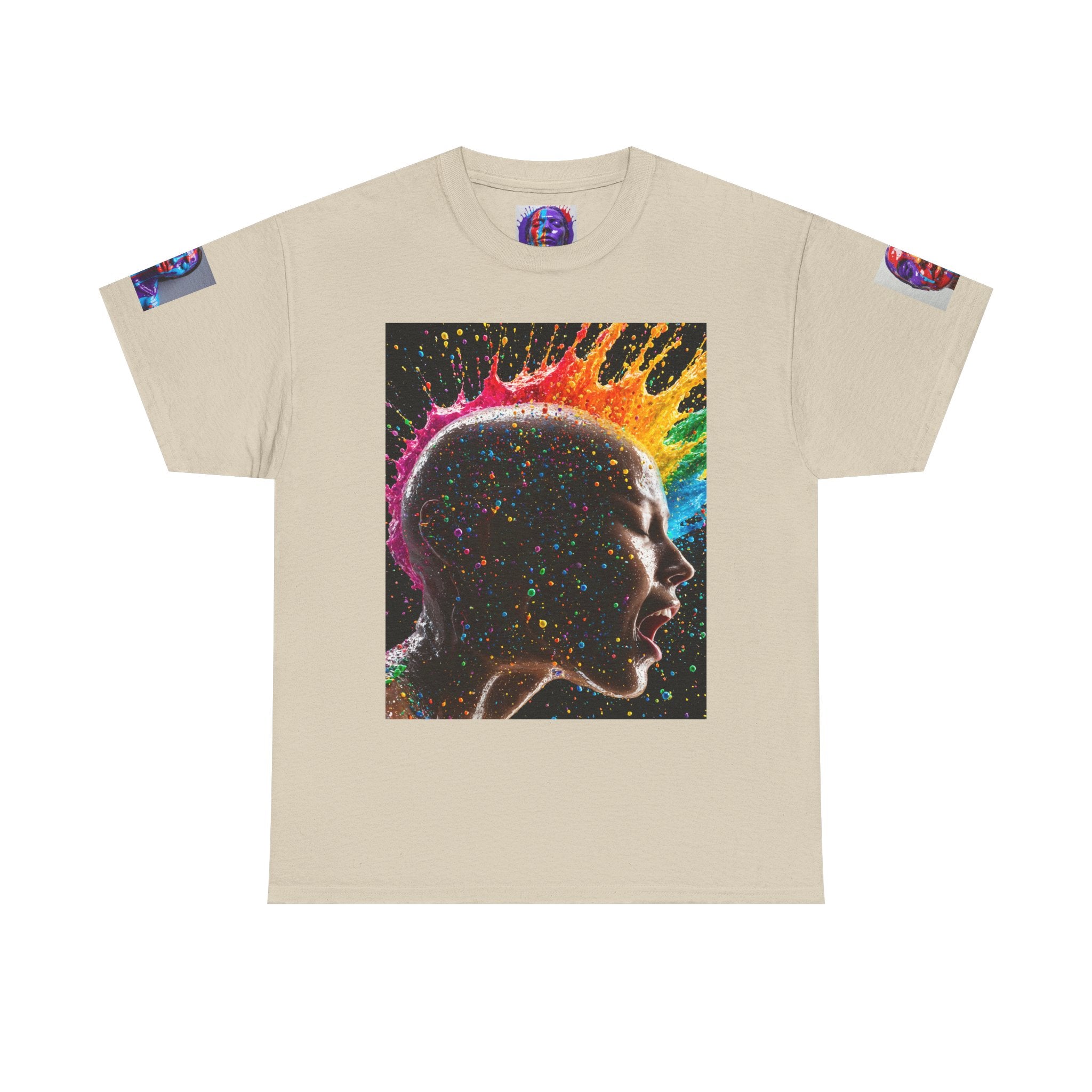 T-shirt Profil de tête psychédélique — T-shirt Portrait Abstrait Néon Coloré