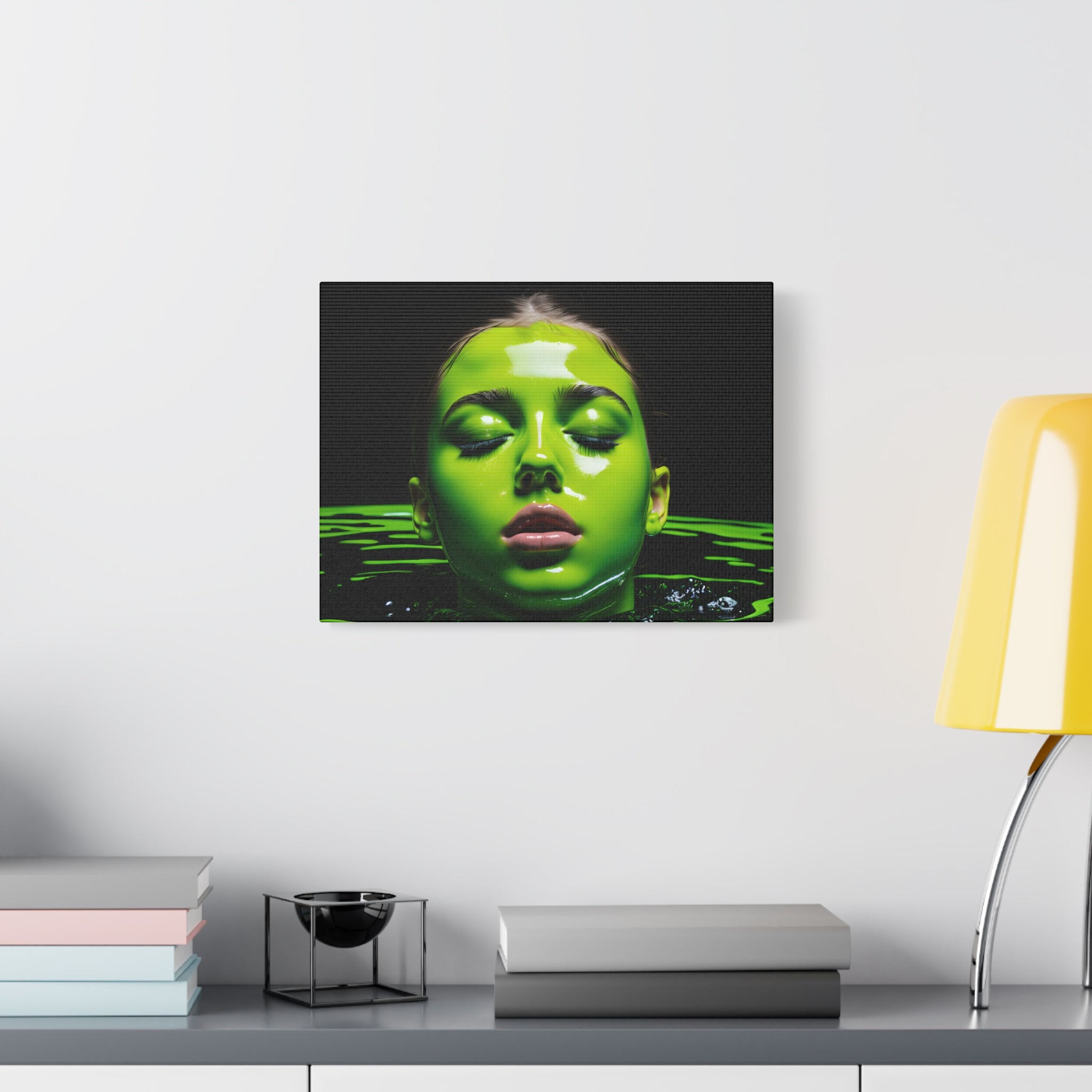 Neon Green Portrait Matte Canvas Print — Stretched Wall Art