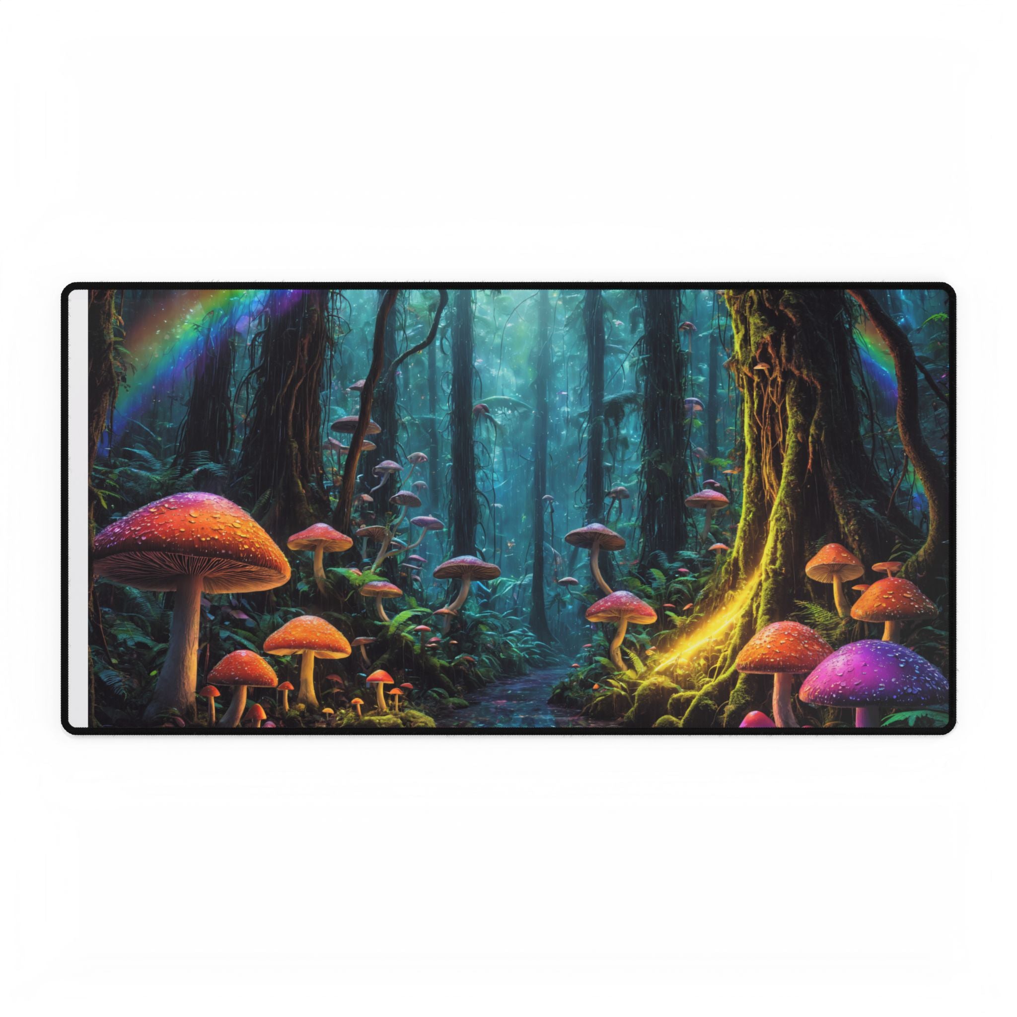 Tapis de souris de bureau forêt enchantée - Grand tapis de souris de jeu RVB
